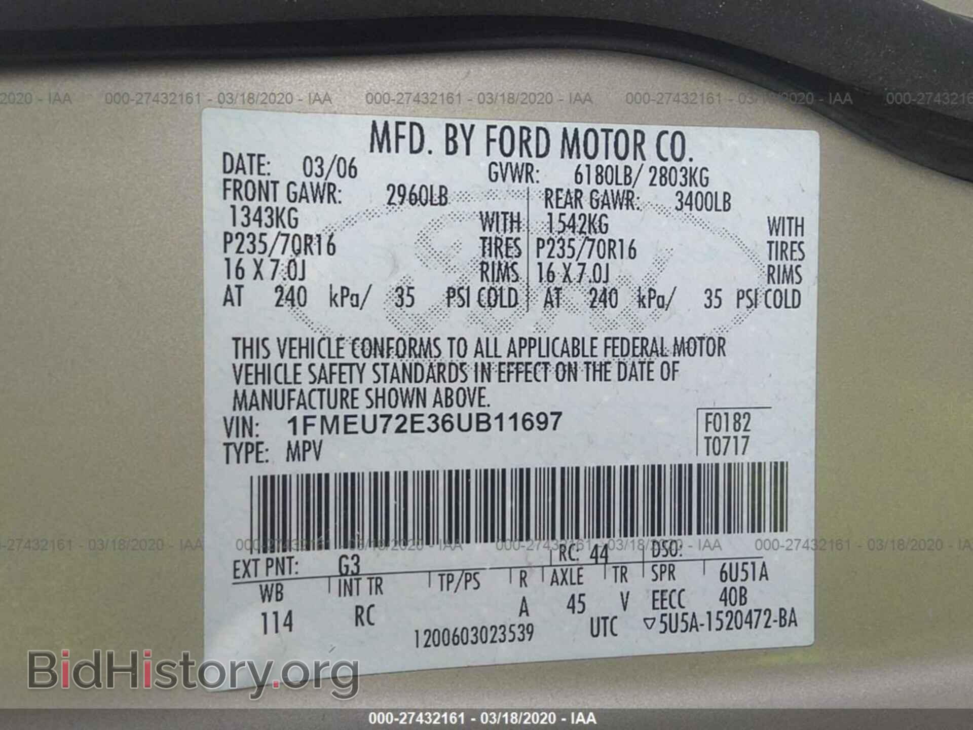 2006 FORD EXPLORER - VIN: 1FMEU72E36UB11697 - Фото 9
