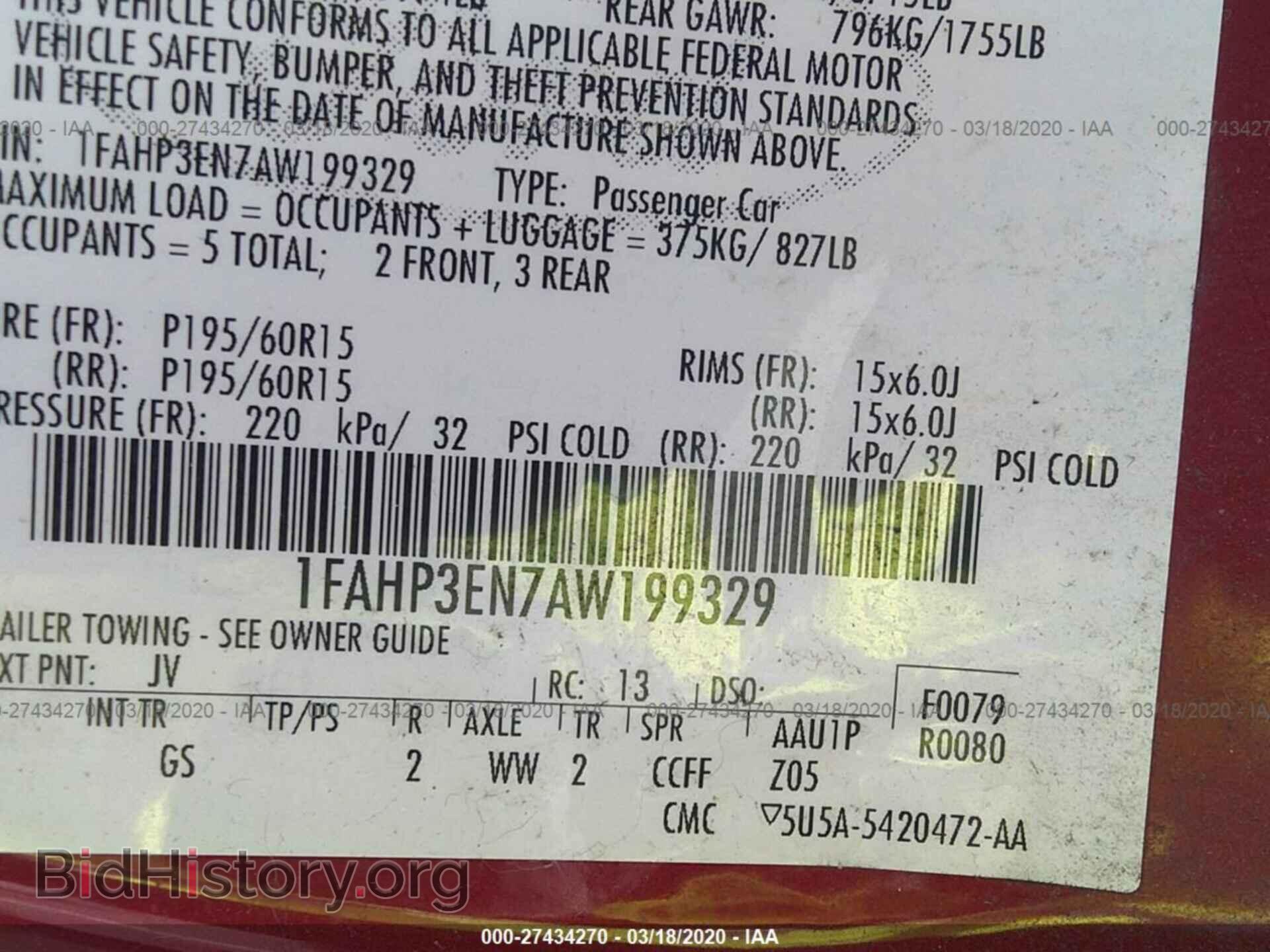 2010 FORD FOCUS - VIN: 1FAHP3EN7AW199329 - Фото 9