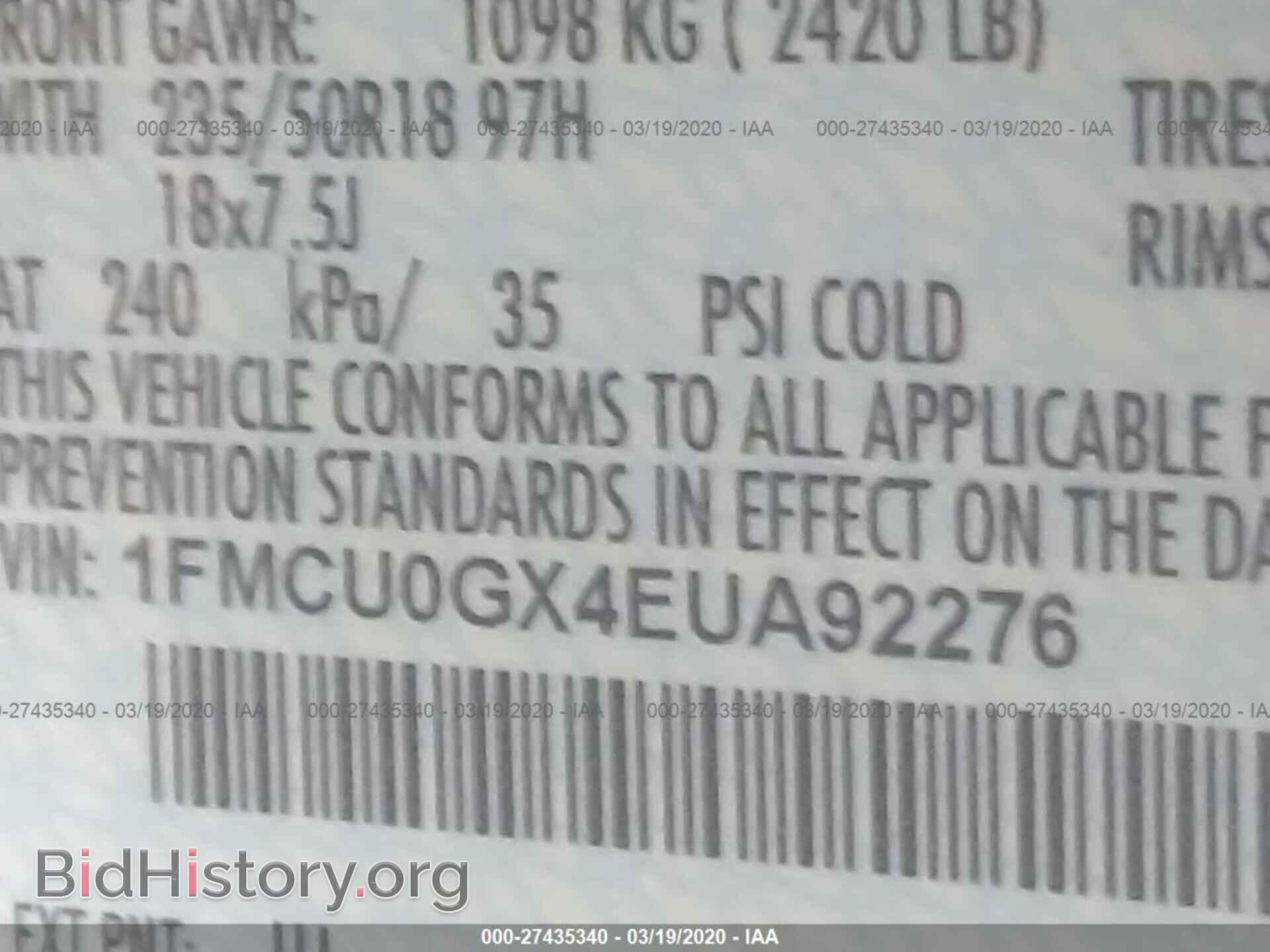 2014 FORD ESCAPE - VIN: 1FMCU0GX4EUA92276 - Фото 9