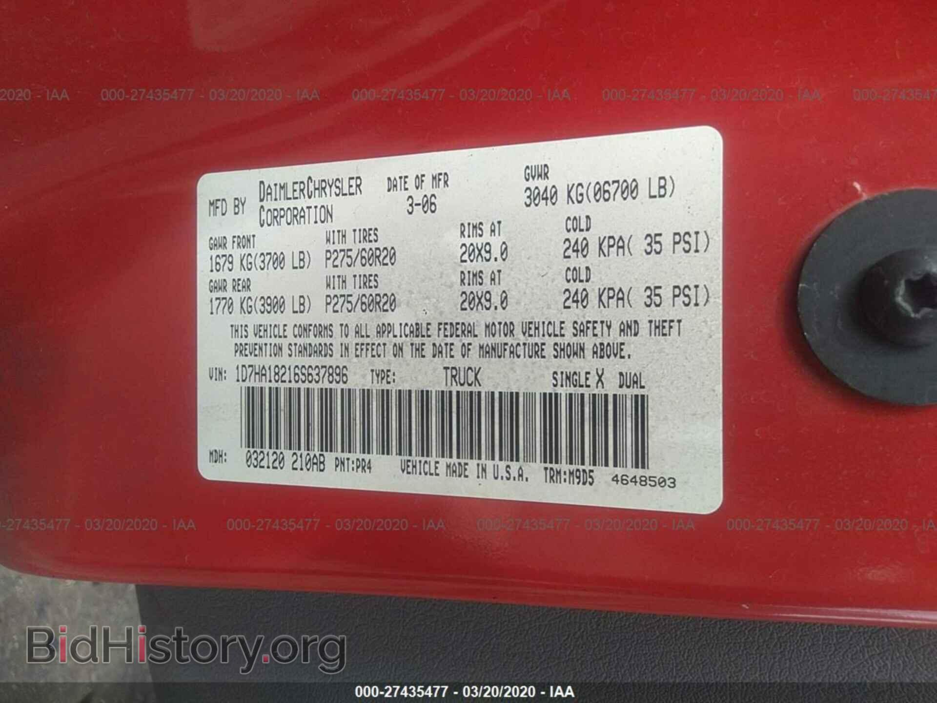 2006 DODGE RAM 1500 - VIN: 1D7HA18216S637896 - Фото 9