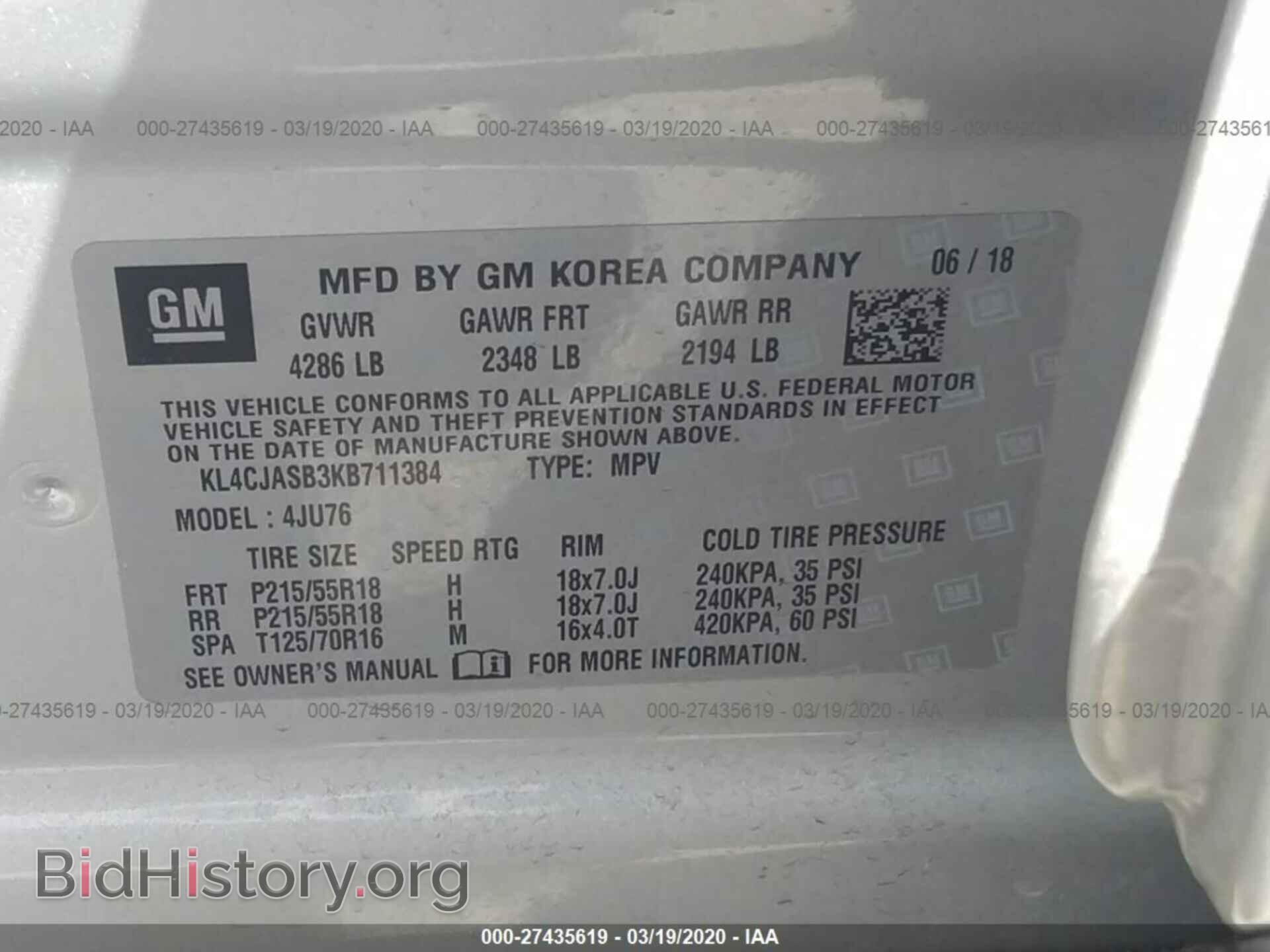 2019 BUICK ENCORE - VIN: KL4CJASB3KB711384 - Photo 9