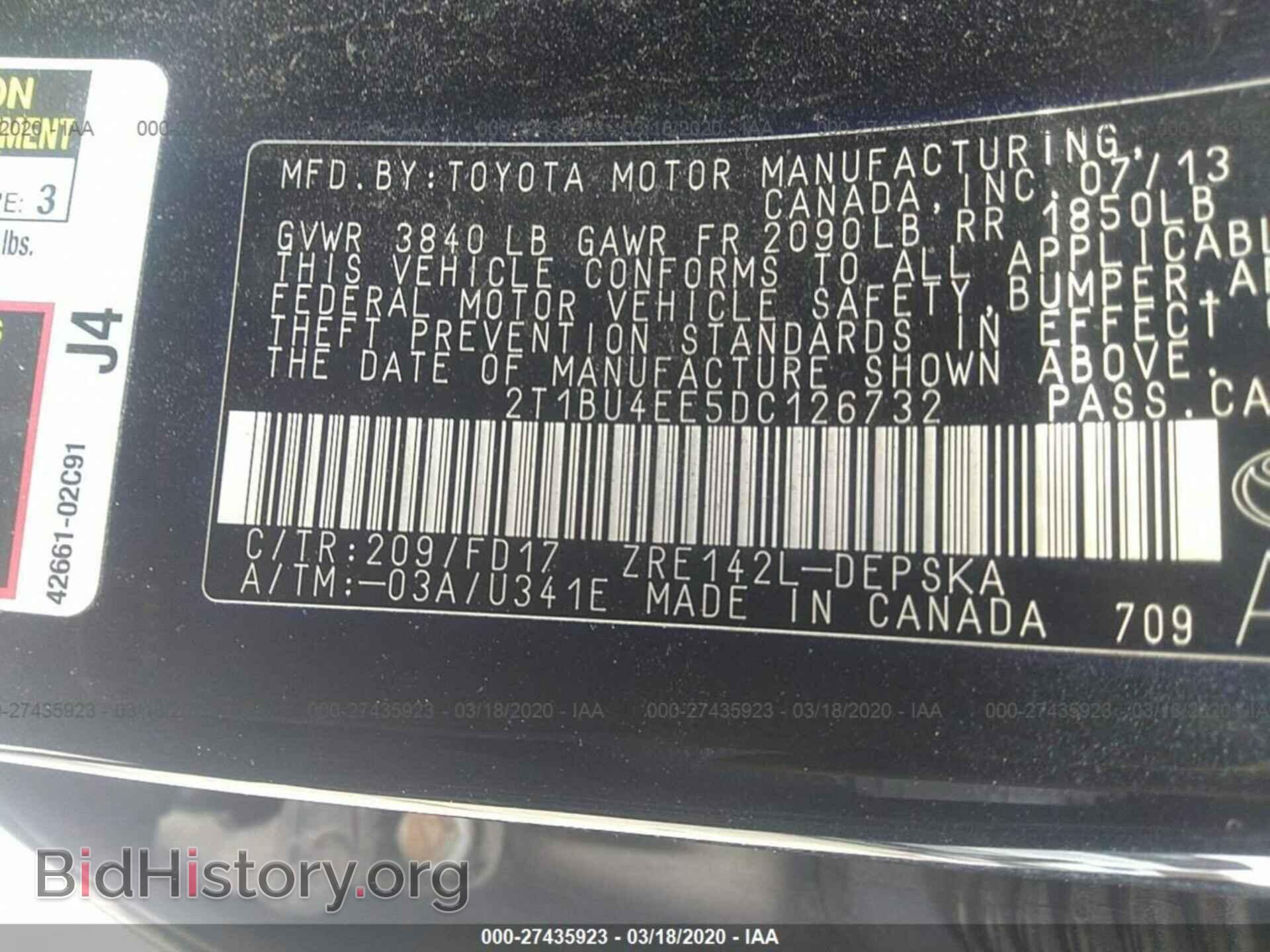 2013 TOYOTA COROLLA - VIN: 2T1BU4EE5DC126732 - Фото 9