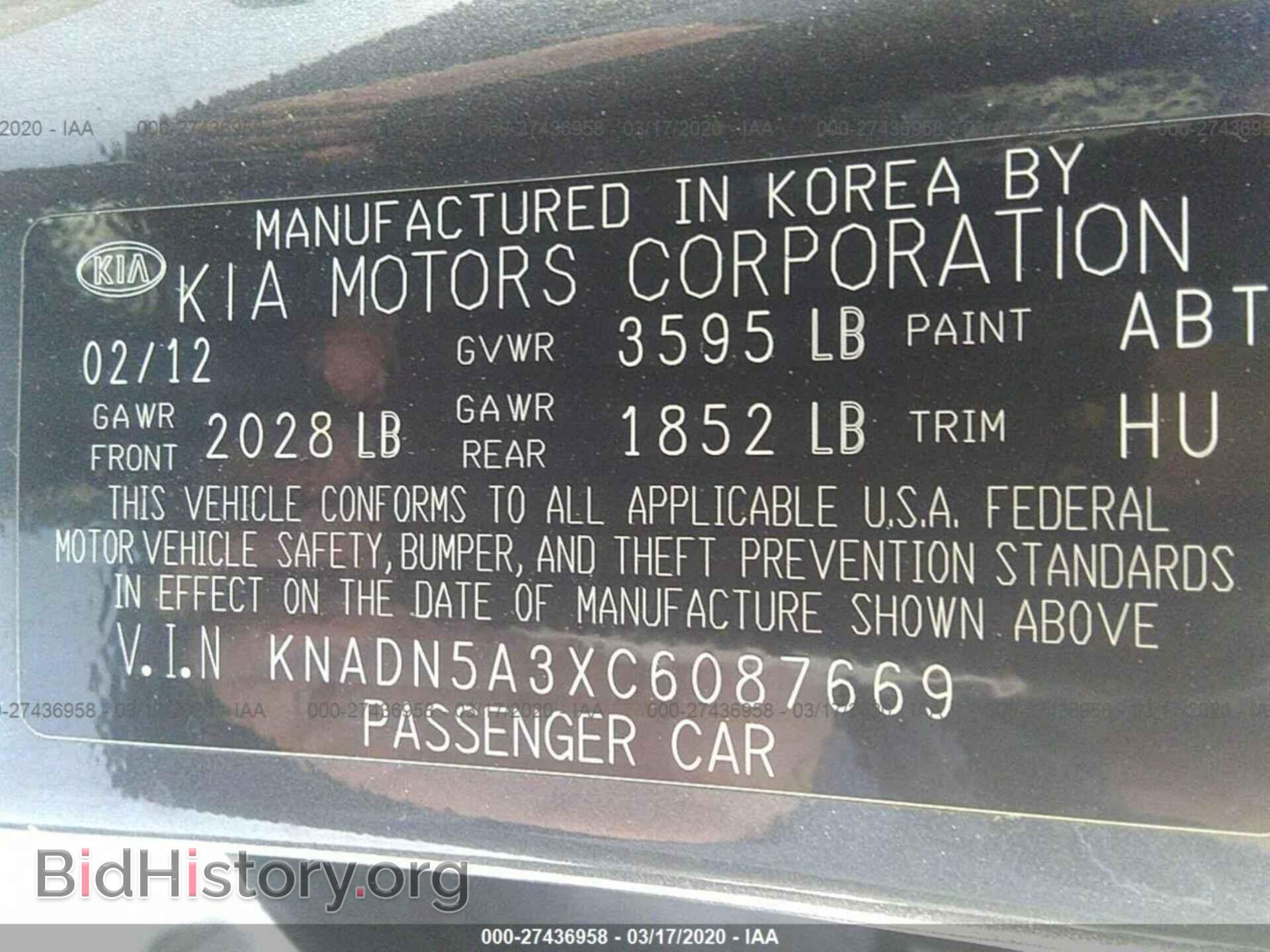 2012 KIA RIO - VIN: KNADN5A3XC6087669 - Photo 9