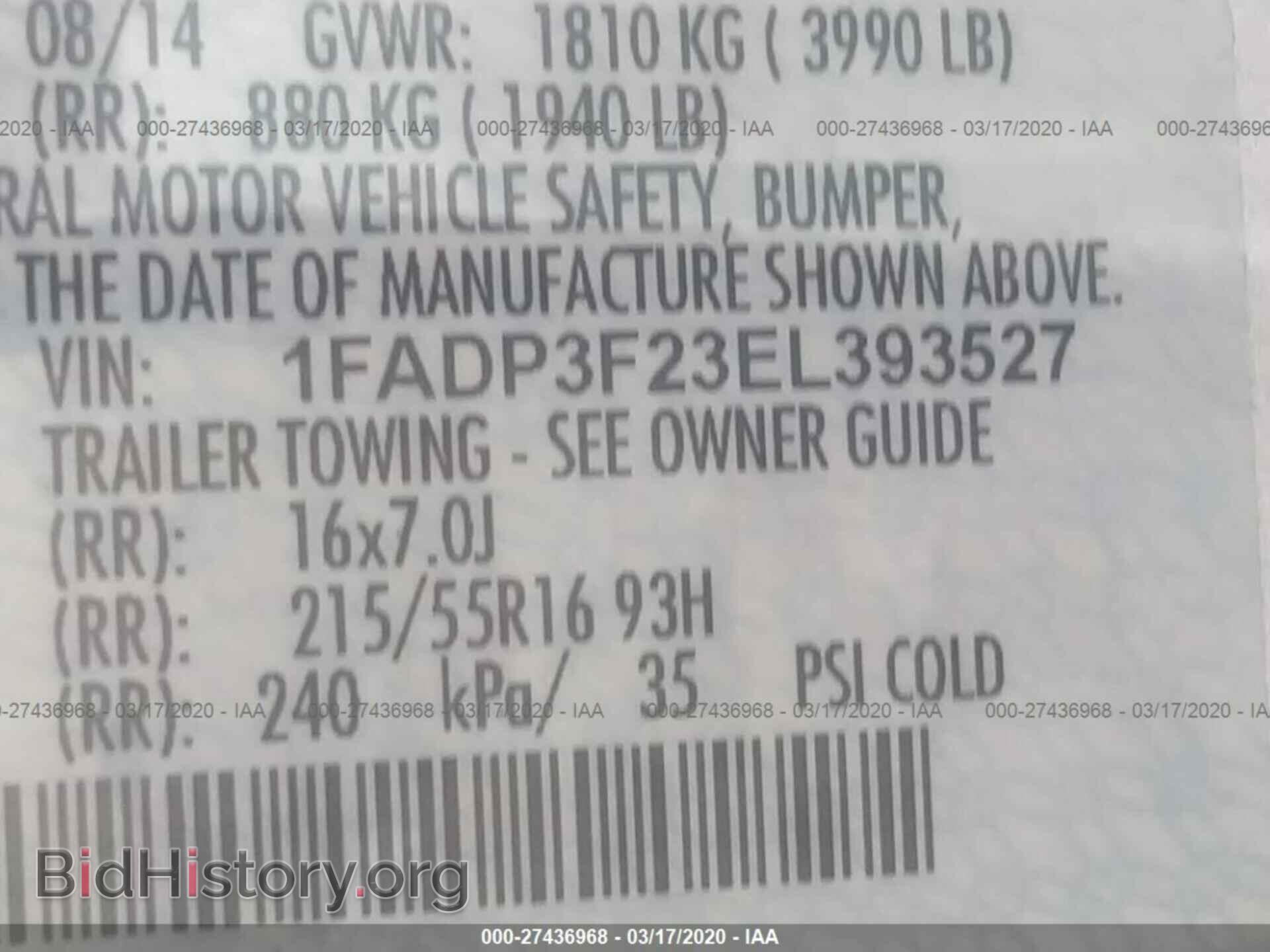2014 FORD FOCUS - VIN: 1FADP3F23EL393527 - Фото 9