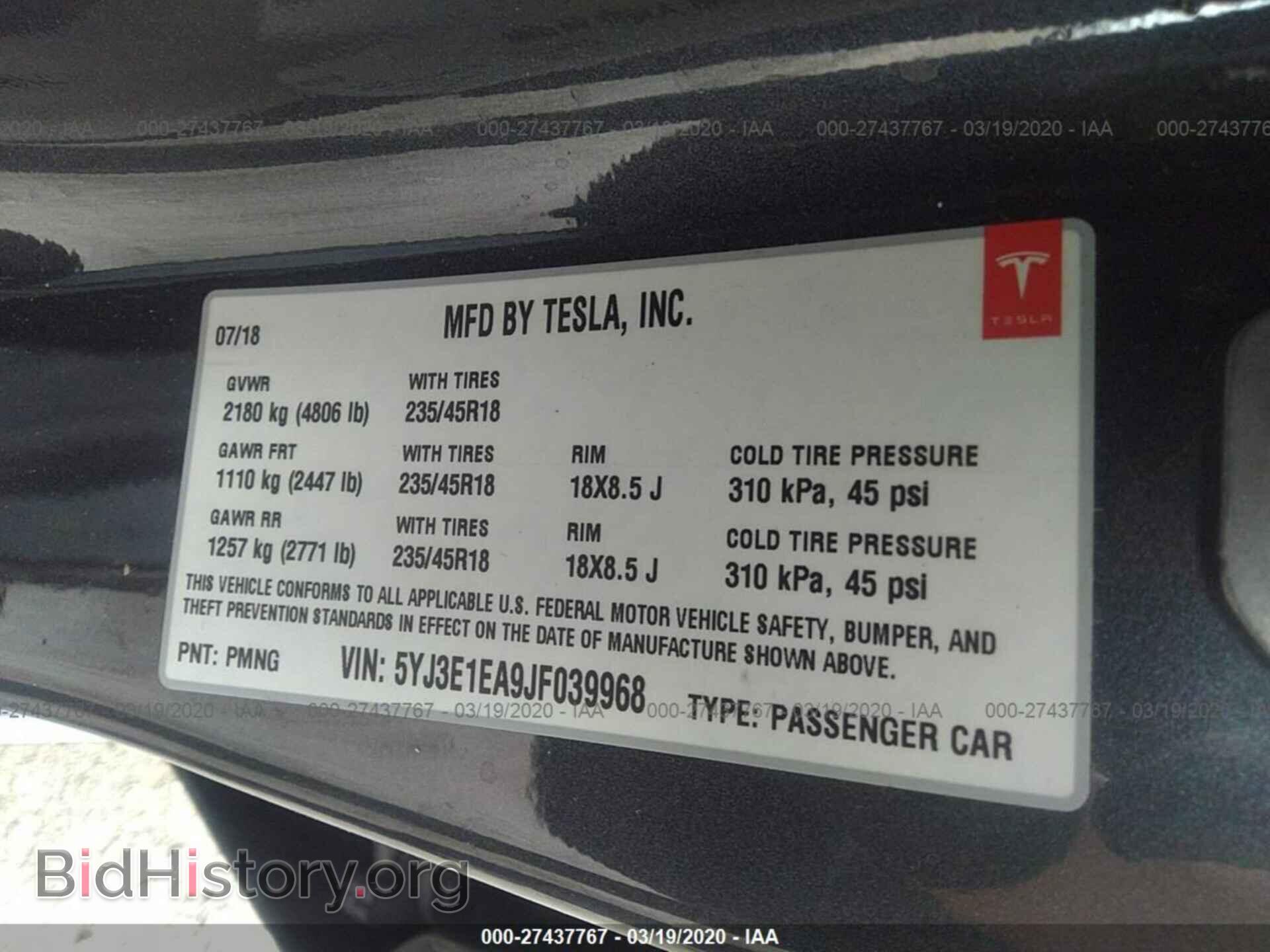 2018 TESLA MODEL 3 - VIN: 5YJ3E1EA9JF039968 - Photo 9