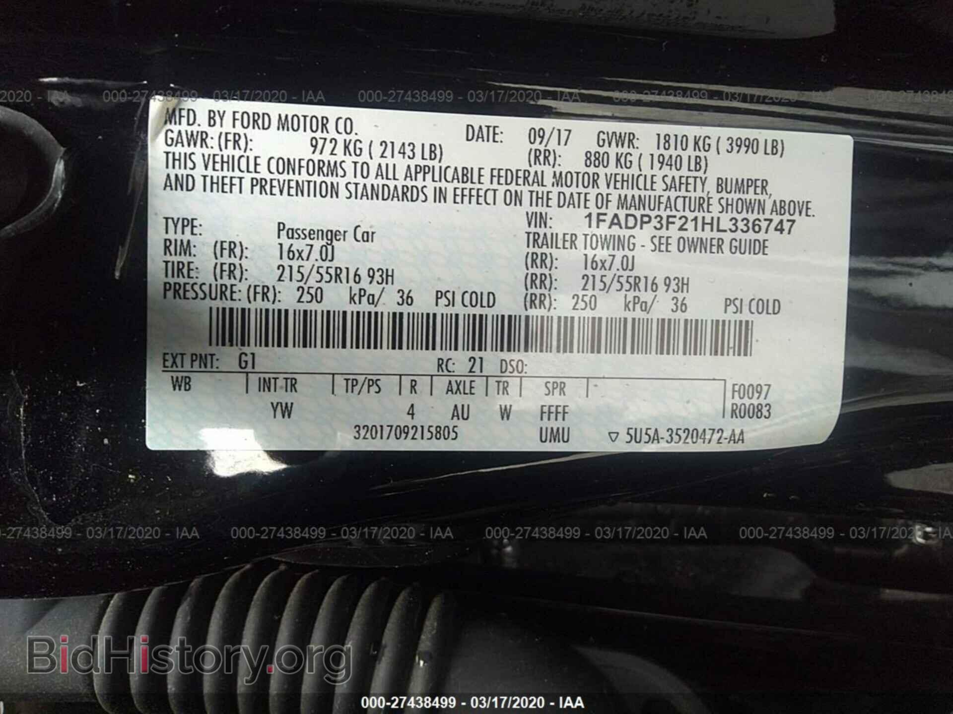 2017 FORD FOCUS - VIN: 1FADP3F21HL336747 - Photo 9