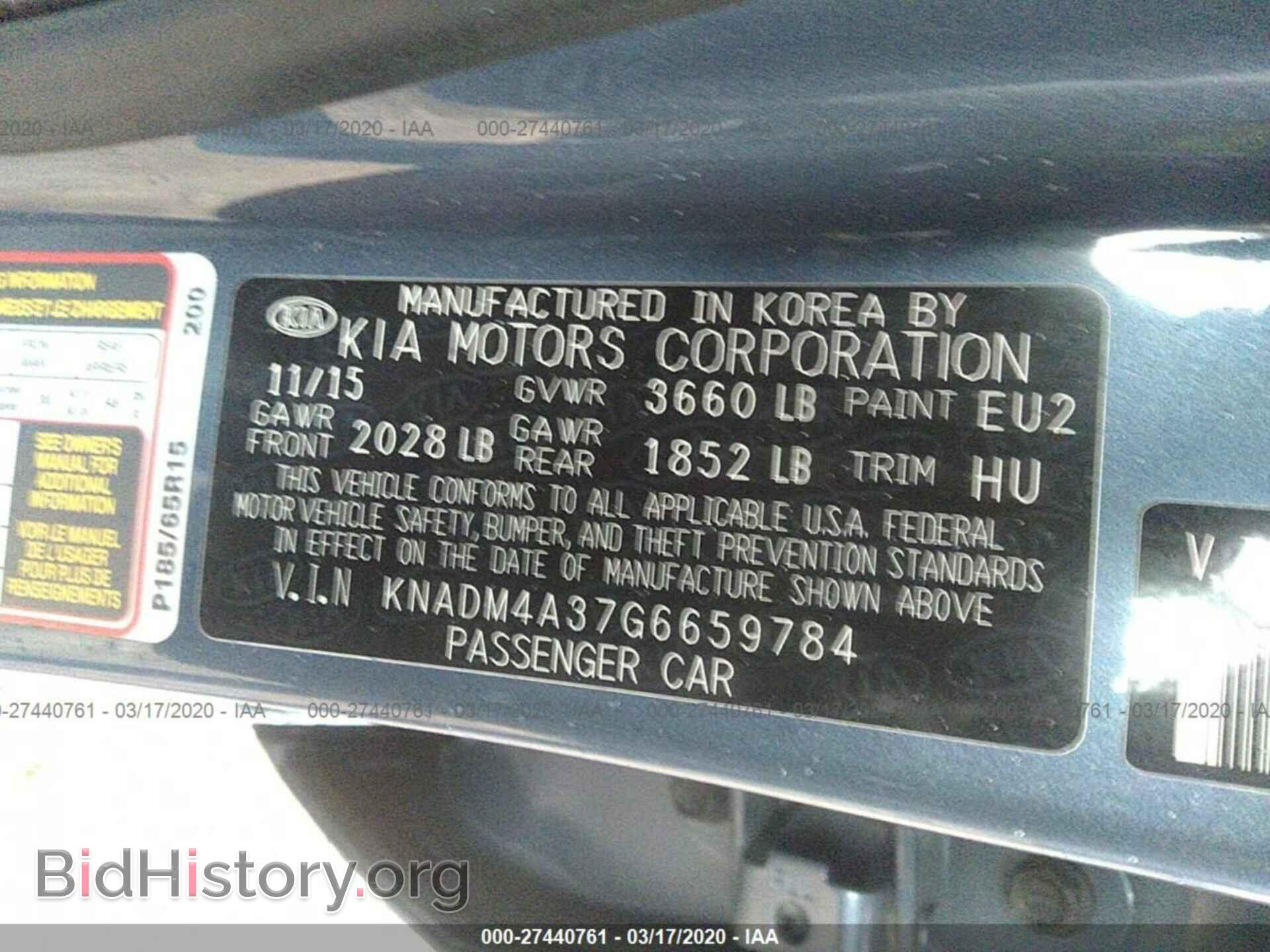 2016 KIA RIO - VIN: KNADM4A37G6659784 - Фото 9