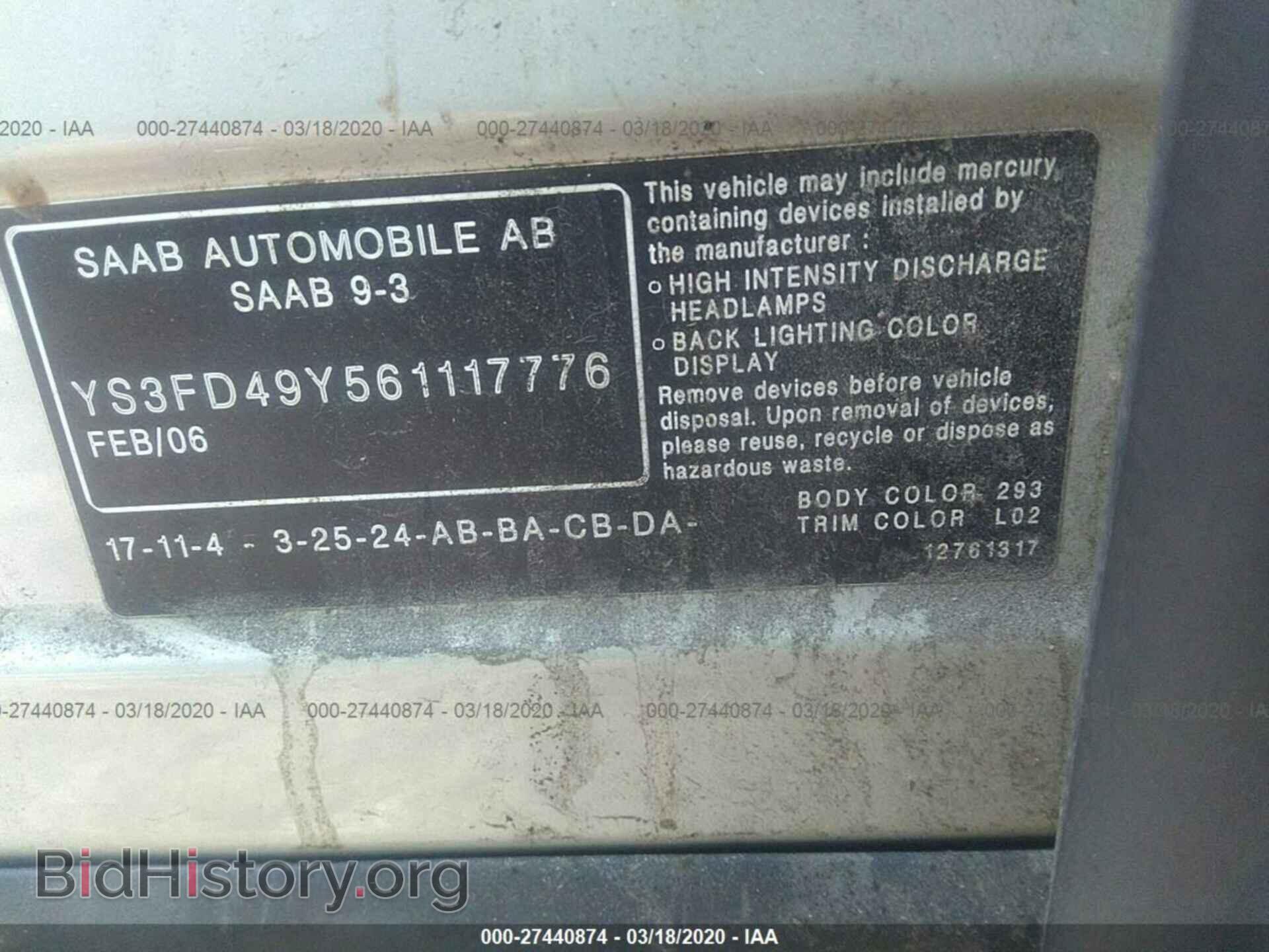 2006 SAAB 9-3 - VIN: YS3FD49Y561117776 - Фото 9
