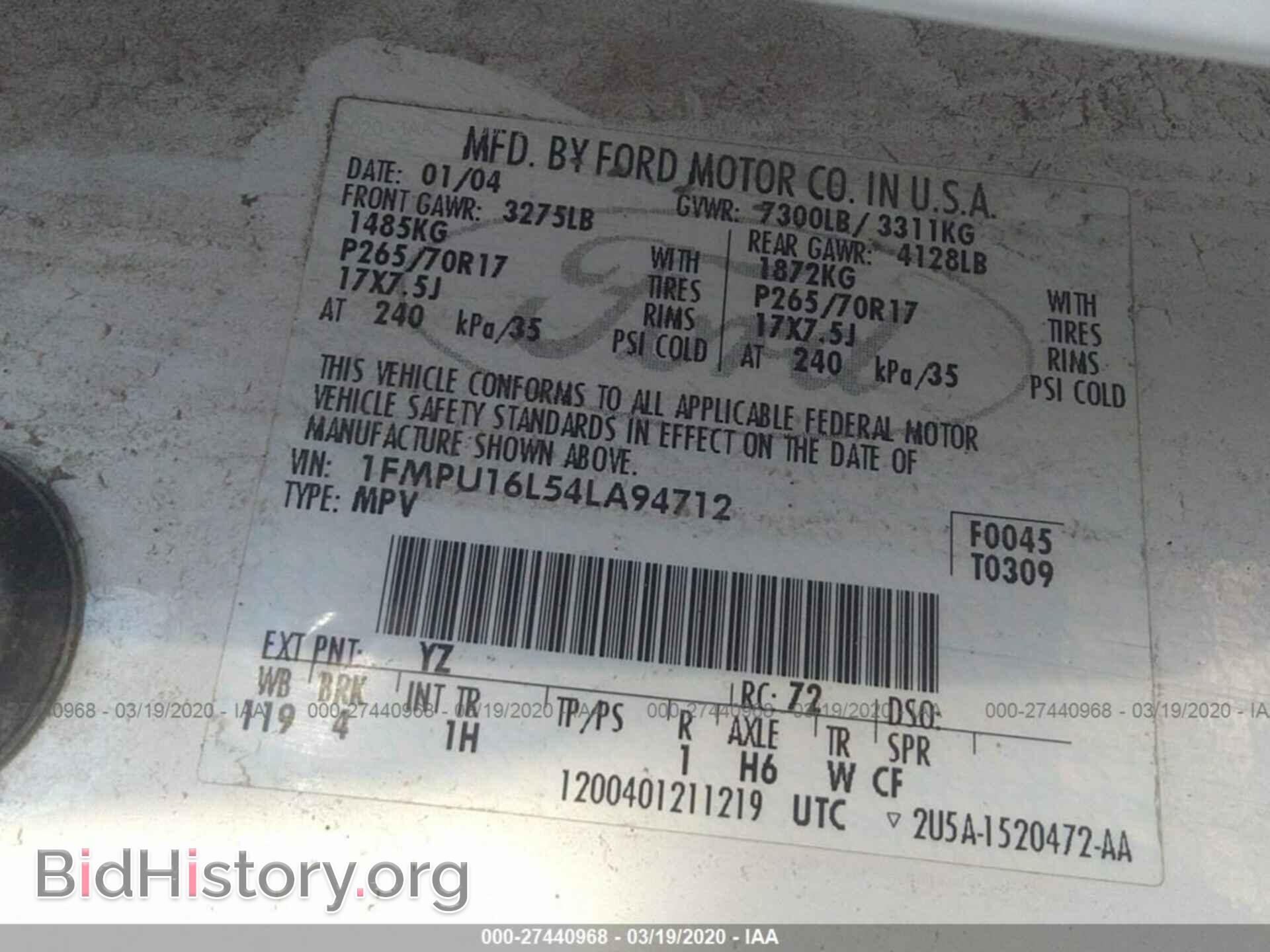 2004 FORD EXPEDITION - VIN: 1FMPU16L54LA94712 - Фото 9