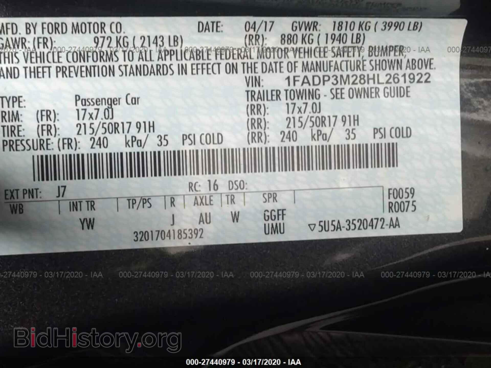 2017 FORD FOCUS - VIN: 1FADP3M28HL261922 - Photo 9