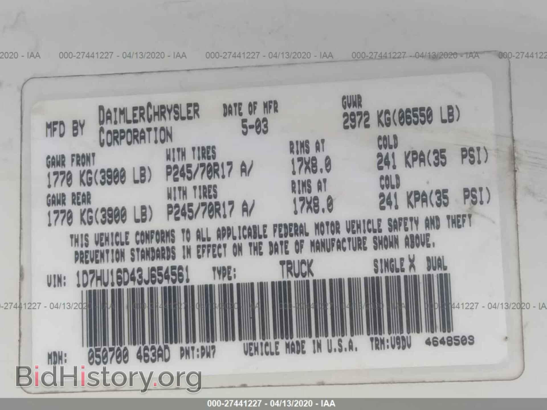 2003 DODGE RAM 1500 - VIN: 1D7HU16D43J654561 - Photo 9