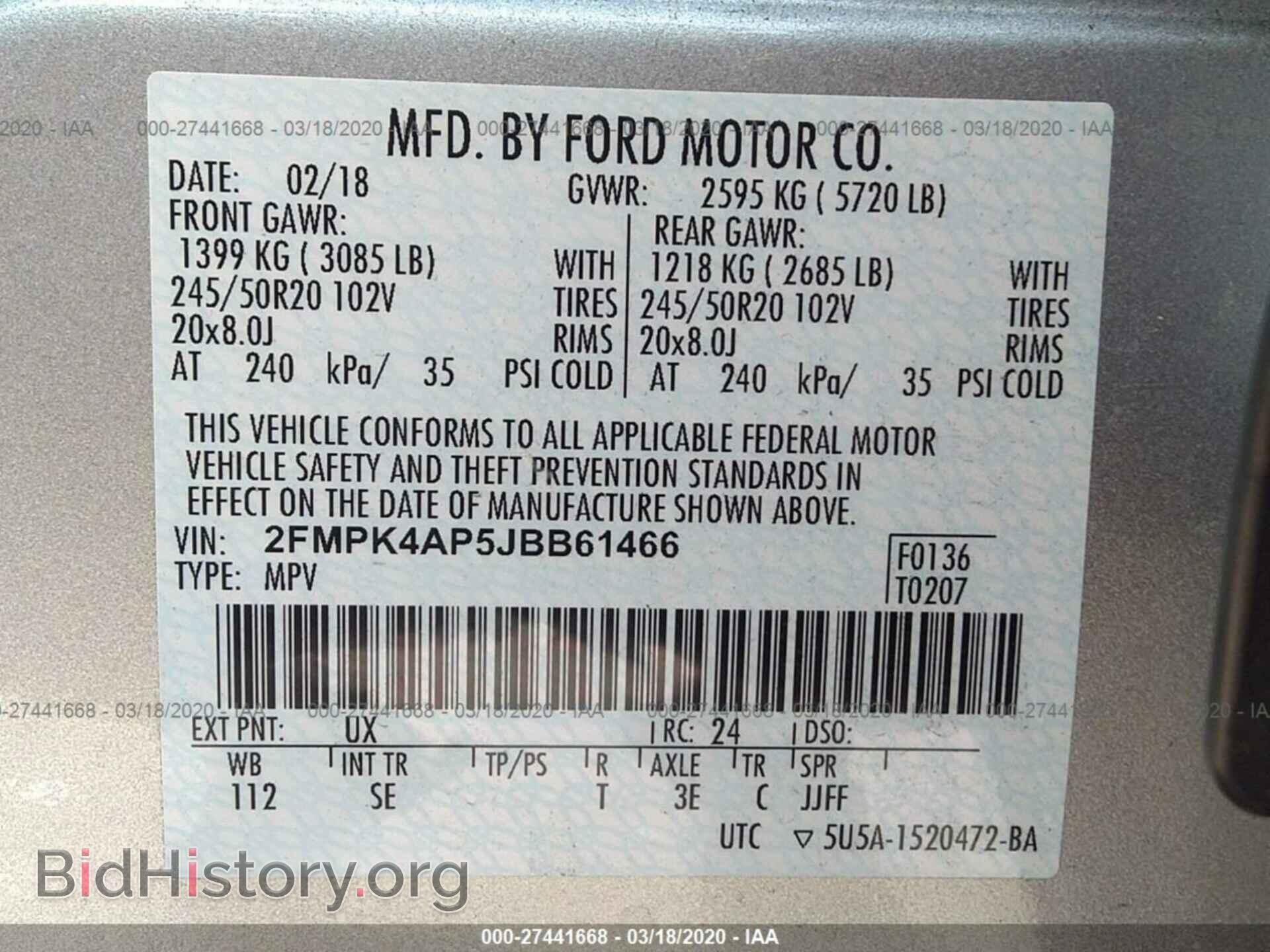 2018 FORD EDGE - VIN: 2FMPK4AP5JBB61466 - Photo 9