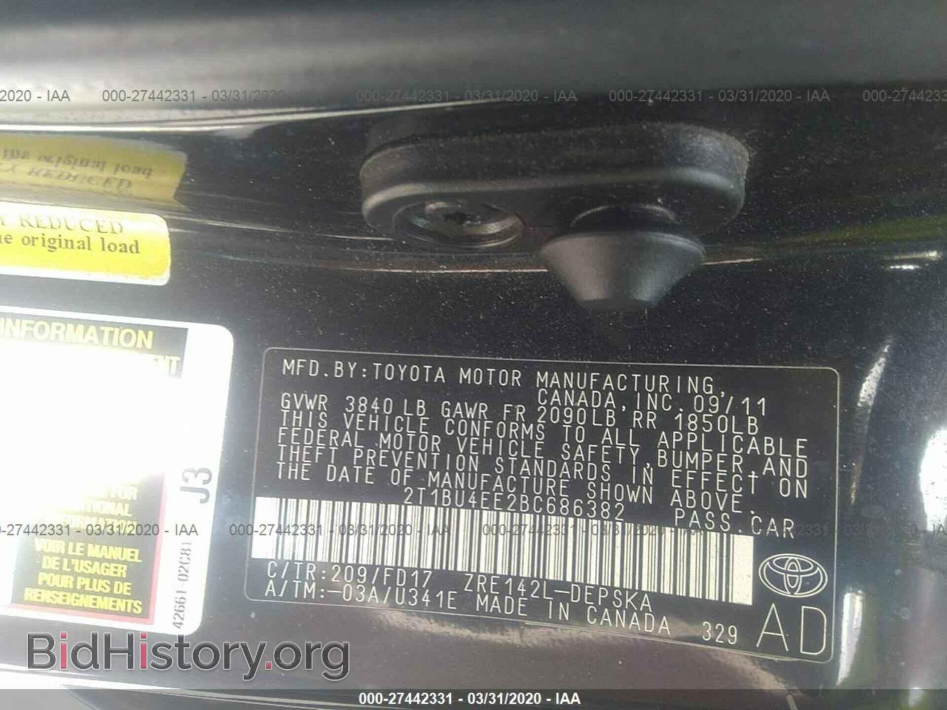 2011 TOYOTA COROLLA - VIN: 2T1BU4EE2BC686382 - Фото 9