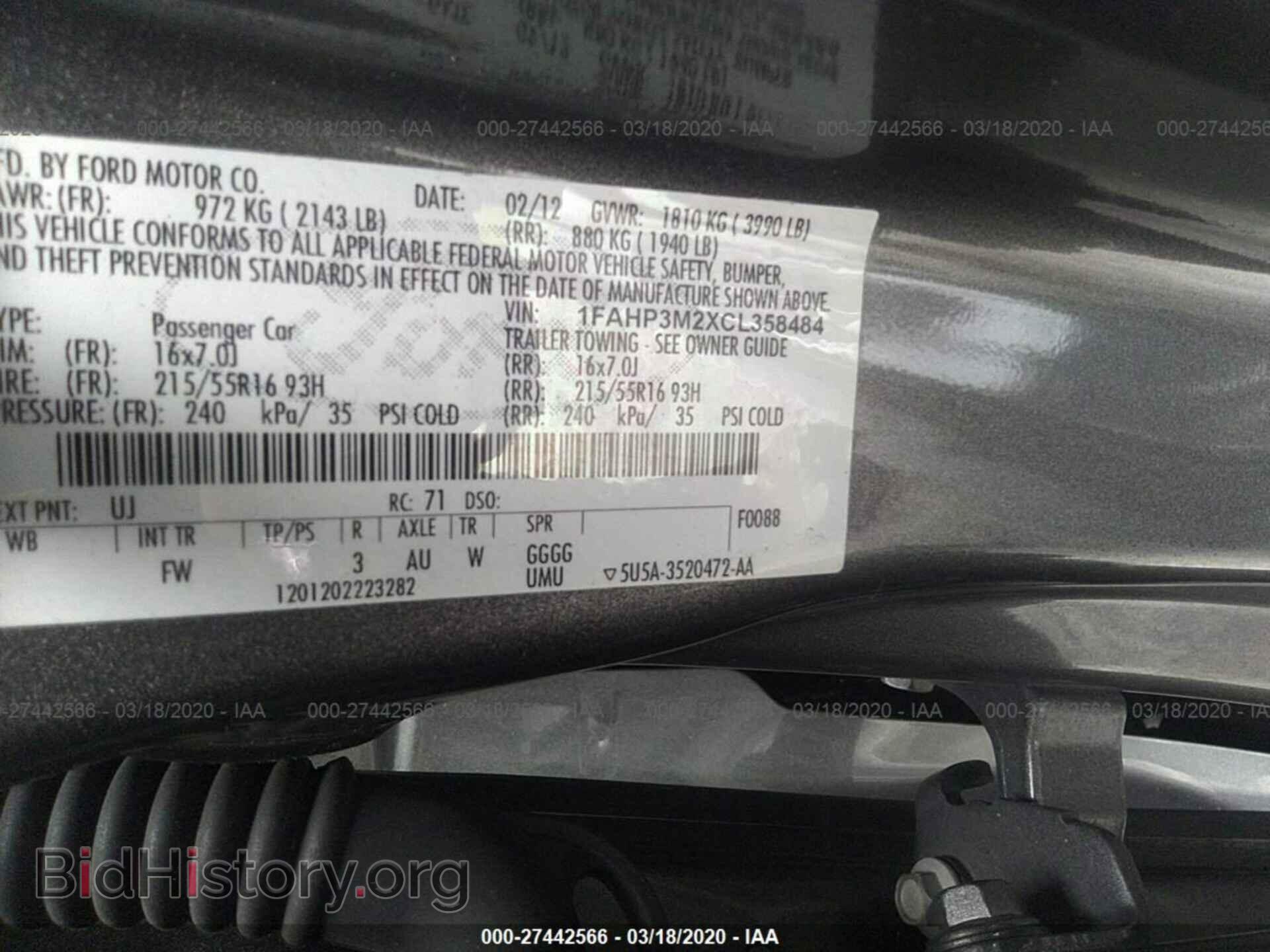 2012 FORD FOCUS - VIN: 1FAHP3M2XCL358484 - Фото 9