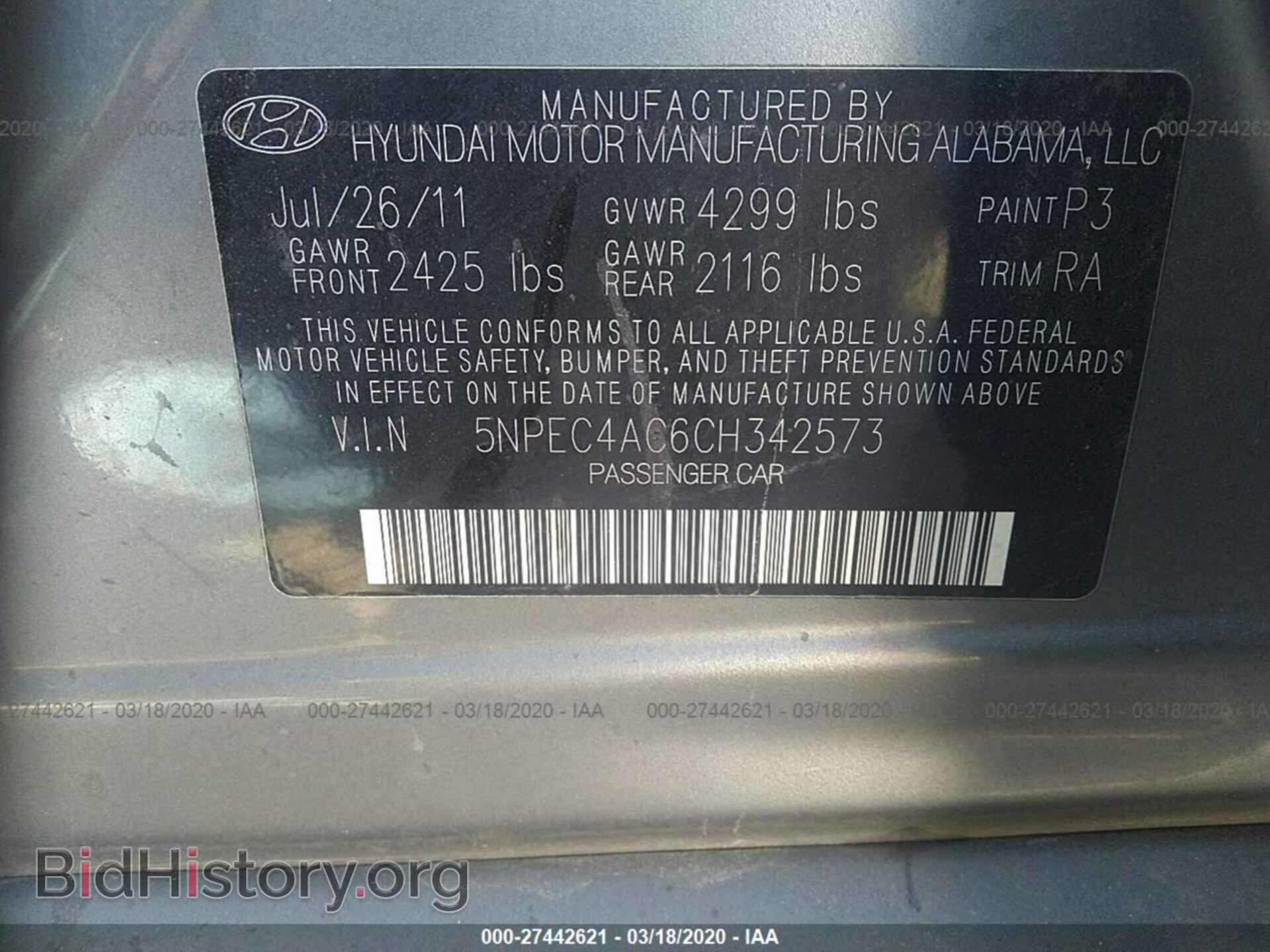 2012 HYUNDAI SONATA - VIN: 5NPEC4AC6CH342573 - Photo 9