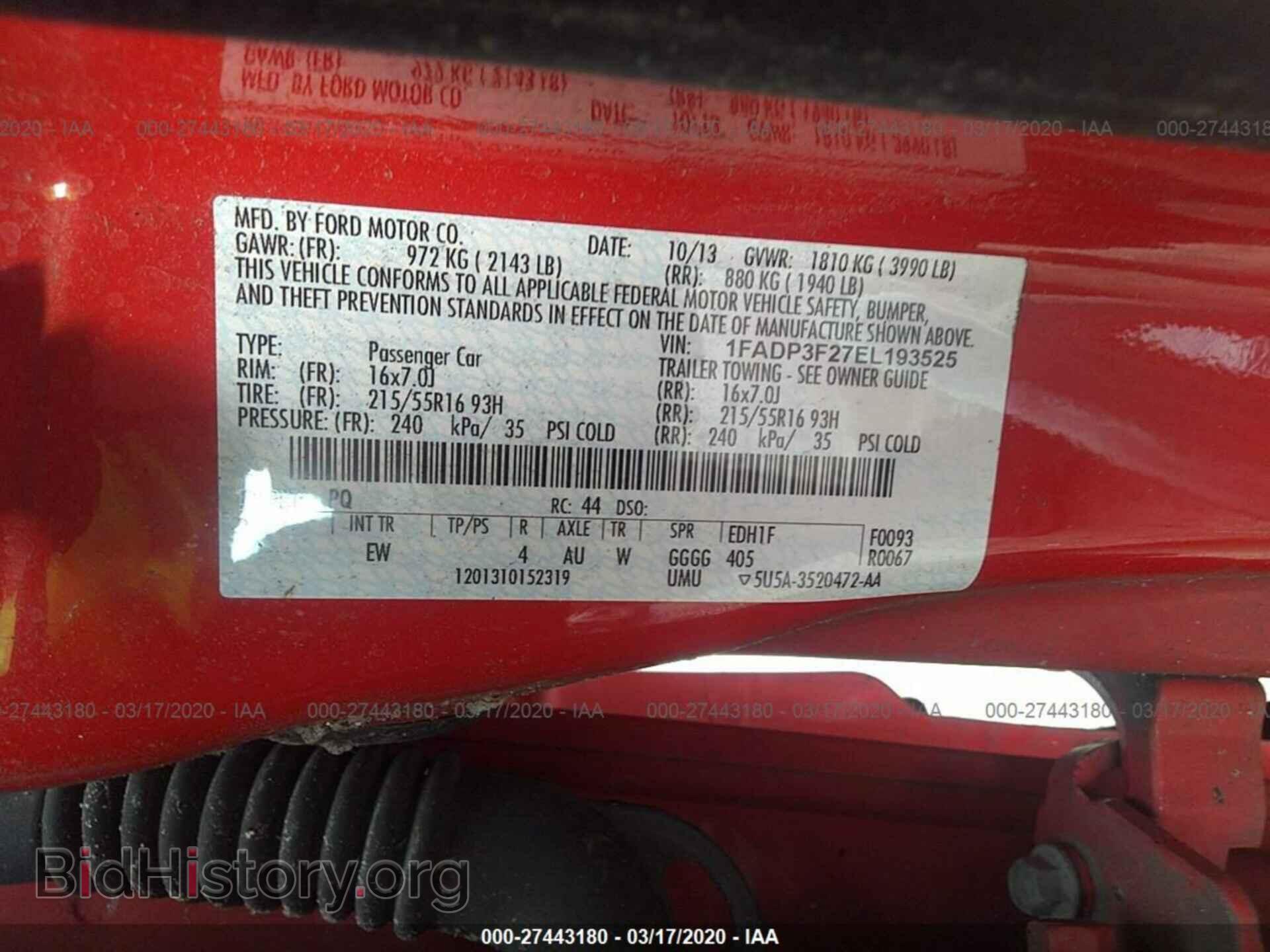 2014 FORD FOCUS - VIN: 1FADP3F27EL193525 - Фото 9