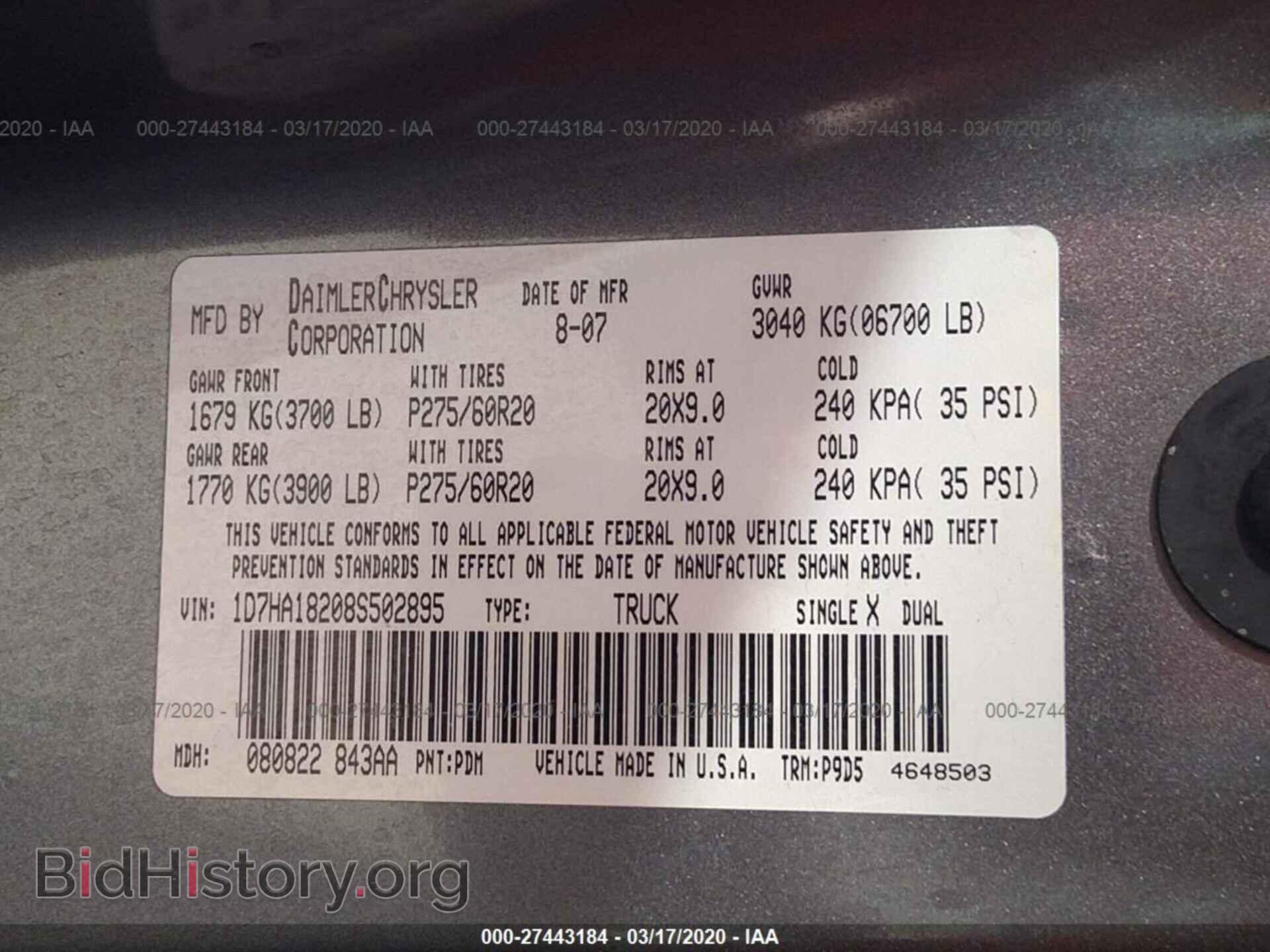2008 DODGE RAM 1500 - VIN: 1D7HA18208S502895 - Фото 9