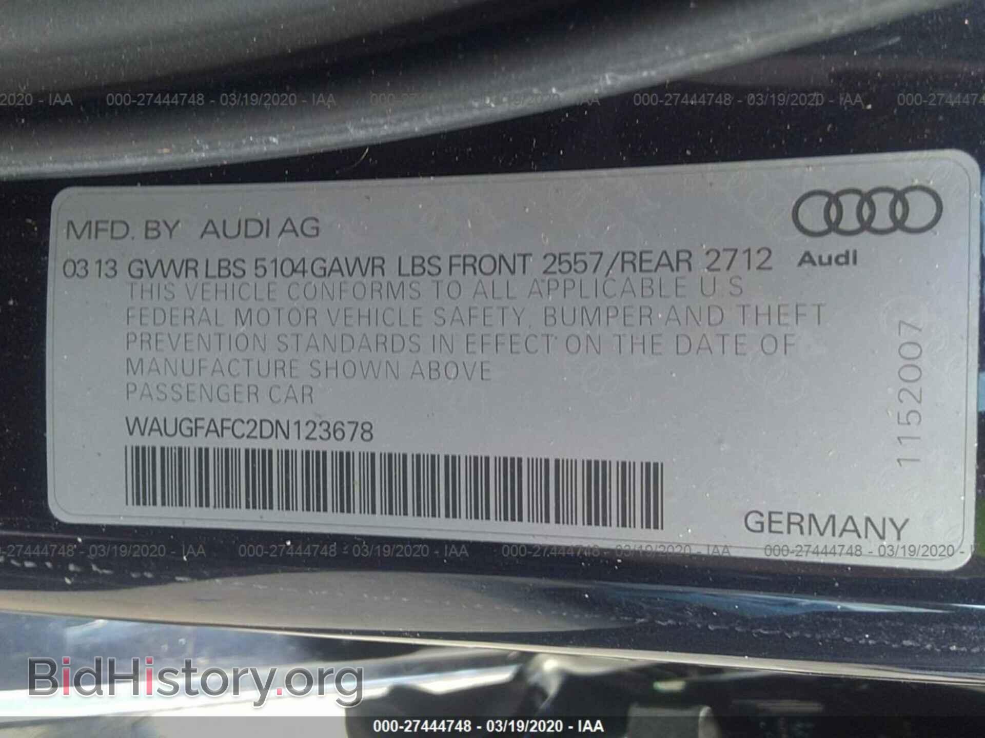 2013 AUDI A6 - VIN: WAUGFAFC2DN123678 - Фото 9