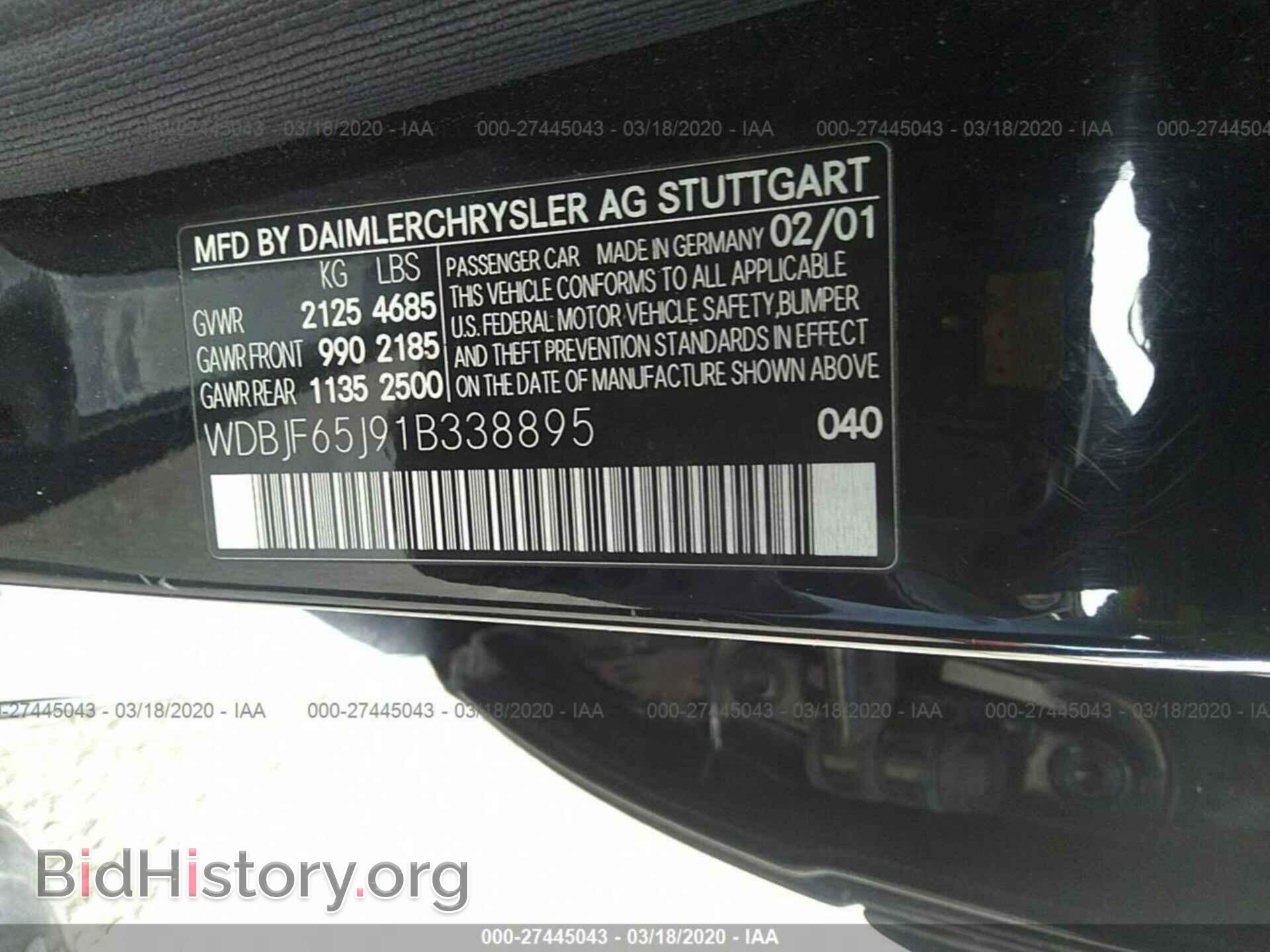 2001 MERCEDES-BENZ E - VIN: WDBJF65J91B338895 - Фото 9