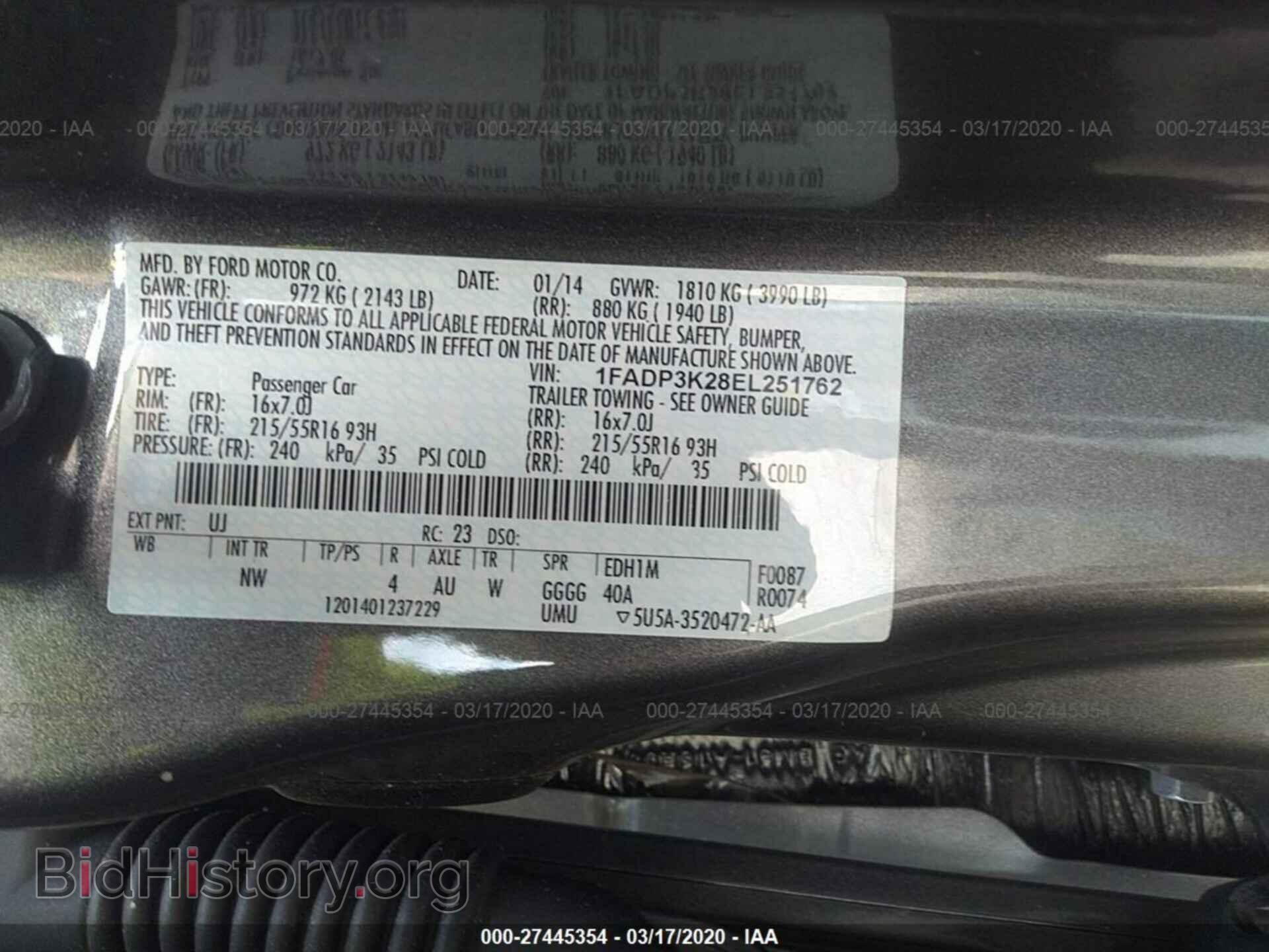 2014 FORD FOCUS - VIN: 1FADP3K28EL251762 - Фото 9