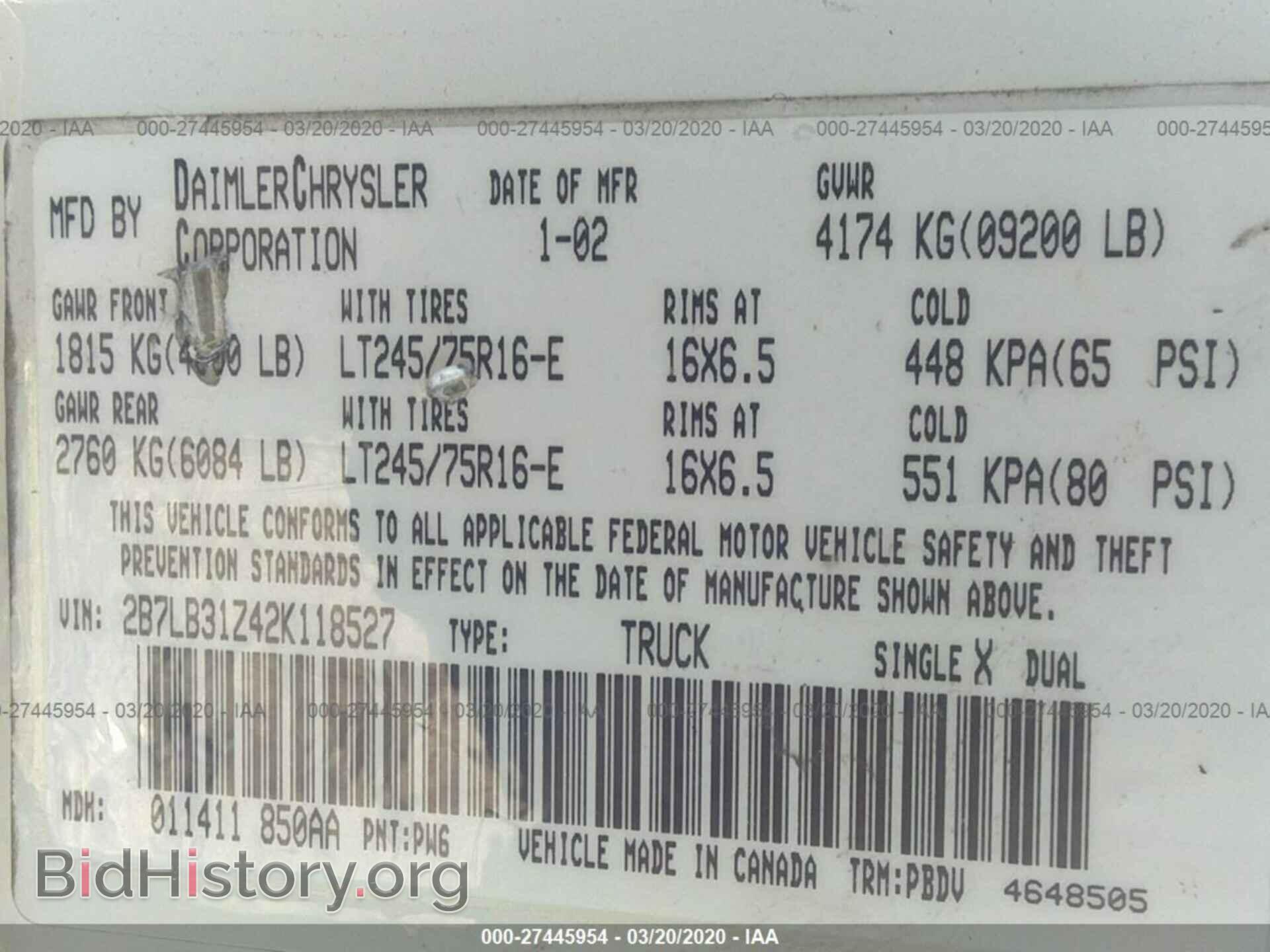 2002 DODGE RAM VAN - VIN: 2B7LB31Z42K118527 - Фото 9