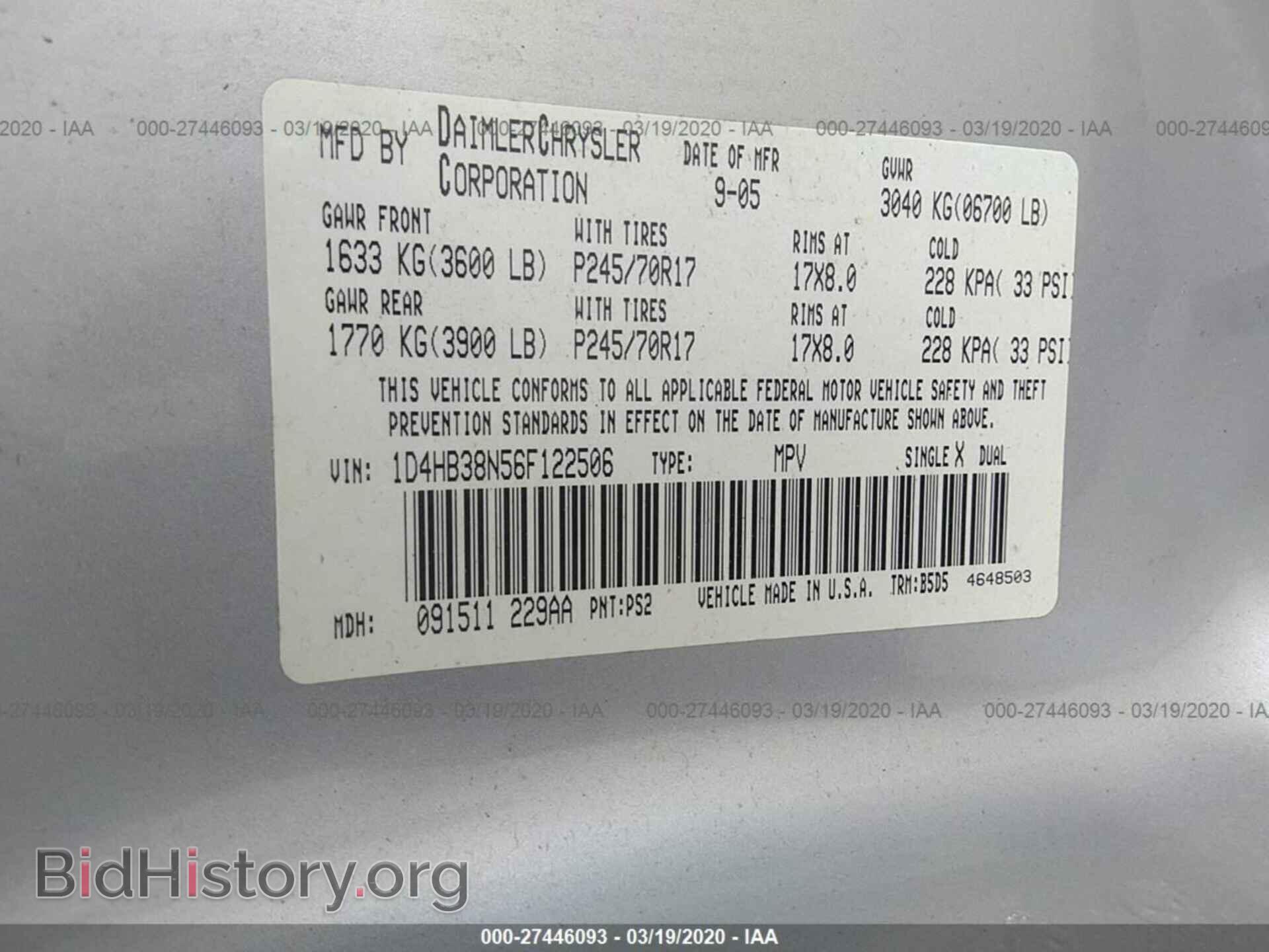 2006 DODGE DURANGO - VIN: 1D4HB38N56F122506 - Фото 9