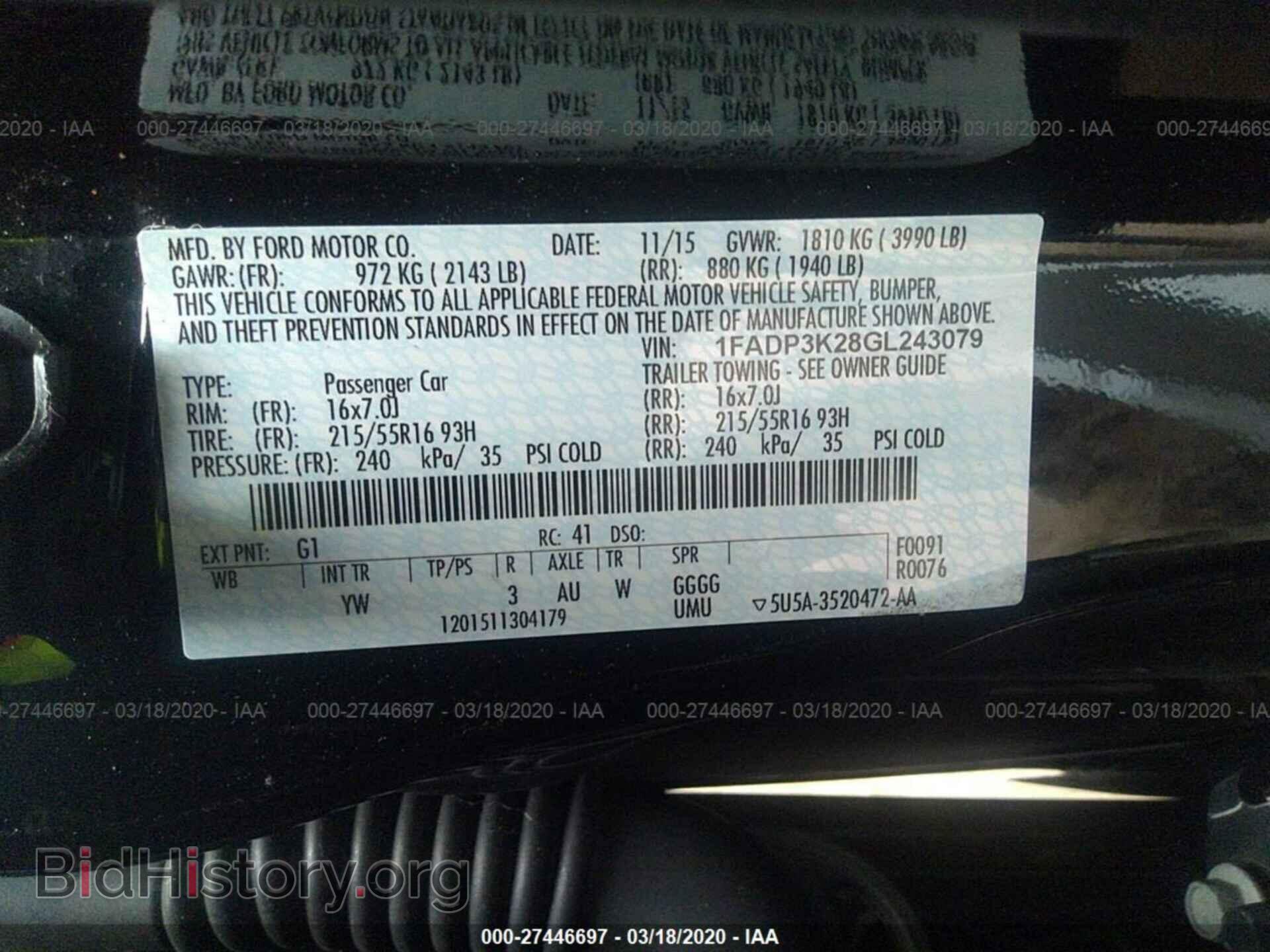 2016 FORD FOCUS - VIN: 1FADP3K28GL243079 - Фото 9