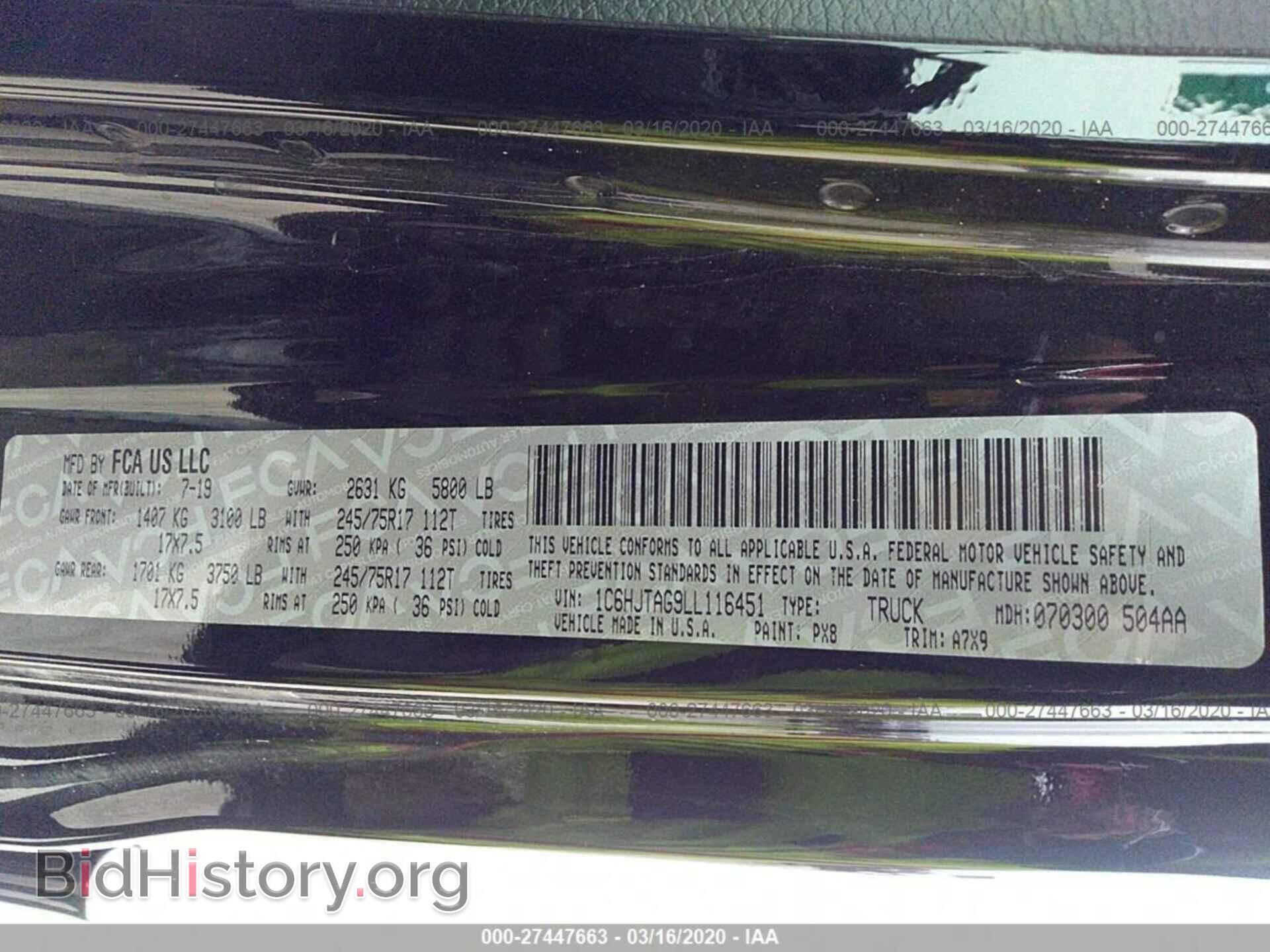 2020 JEEP GLADIATOR - VIN: 1C6HJTAG9LL116451 - Photo 9