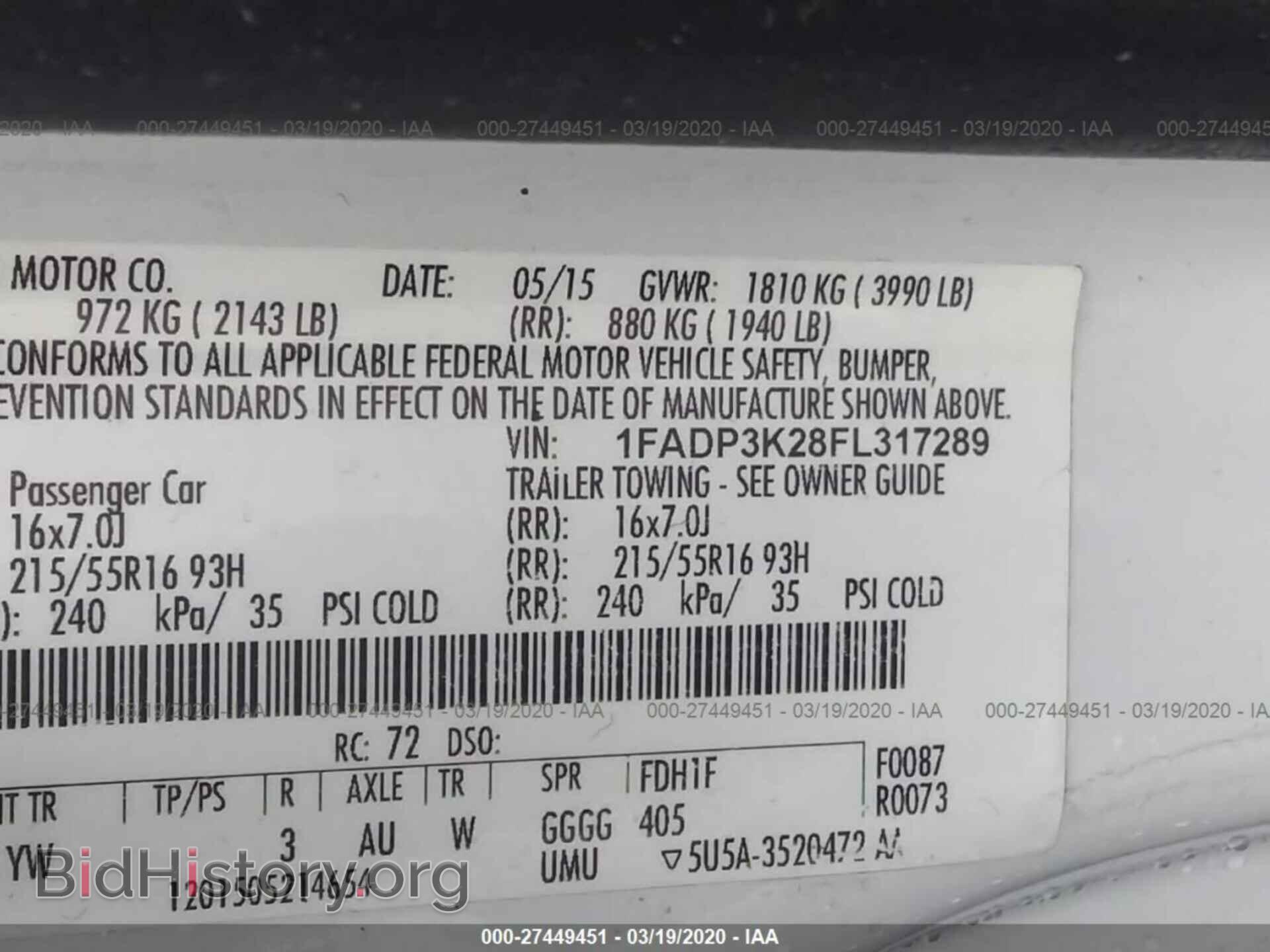 2015 FORD FOCUS - VIN: 1FADP3K28FL317289 - Фото 9