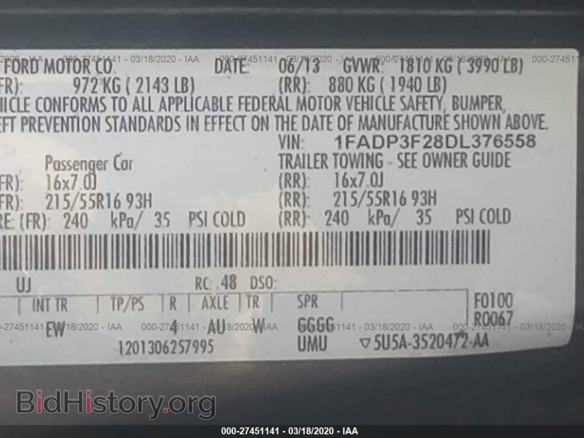 2013 FORD FOCUS - VIN: 1FADP3F28DL376558 - Фото 9