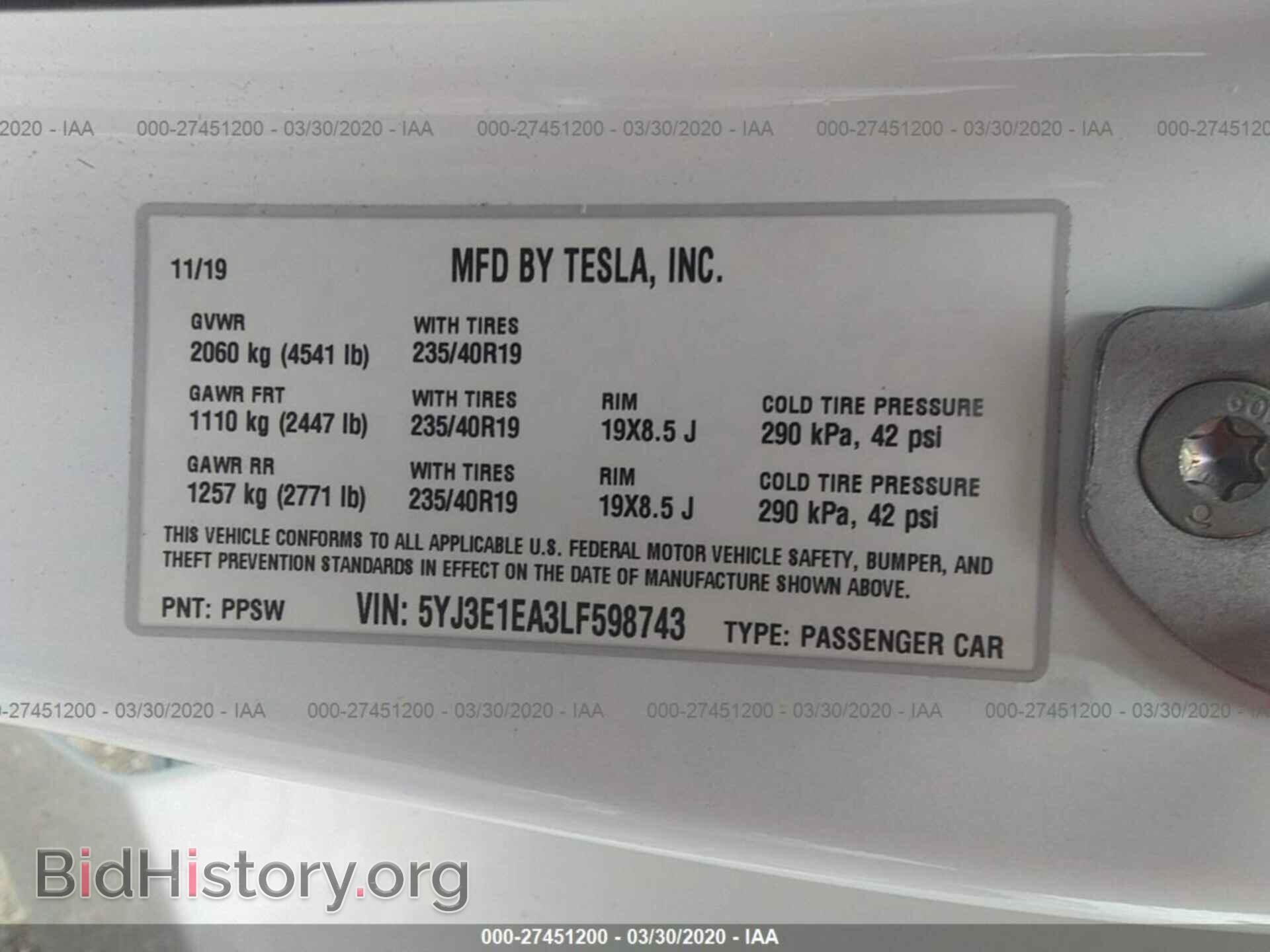 2020 TESLA MODEL 3 - VIN: 5YJ3E1EA3LF598743 - Photo 9