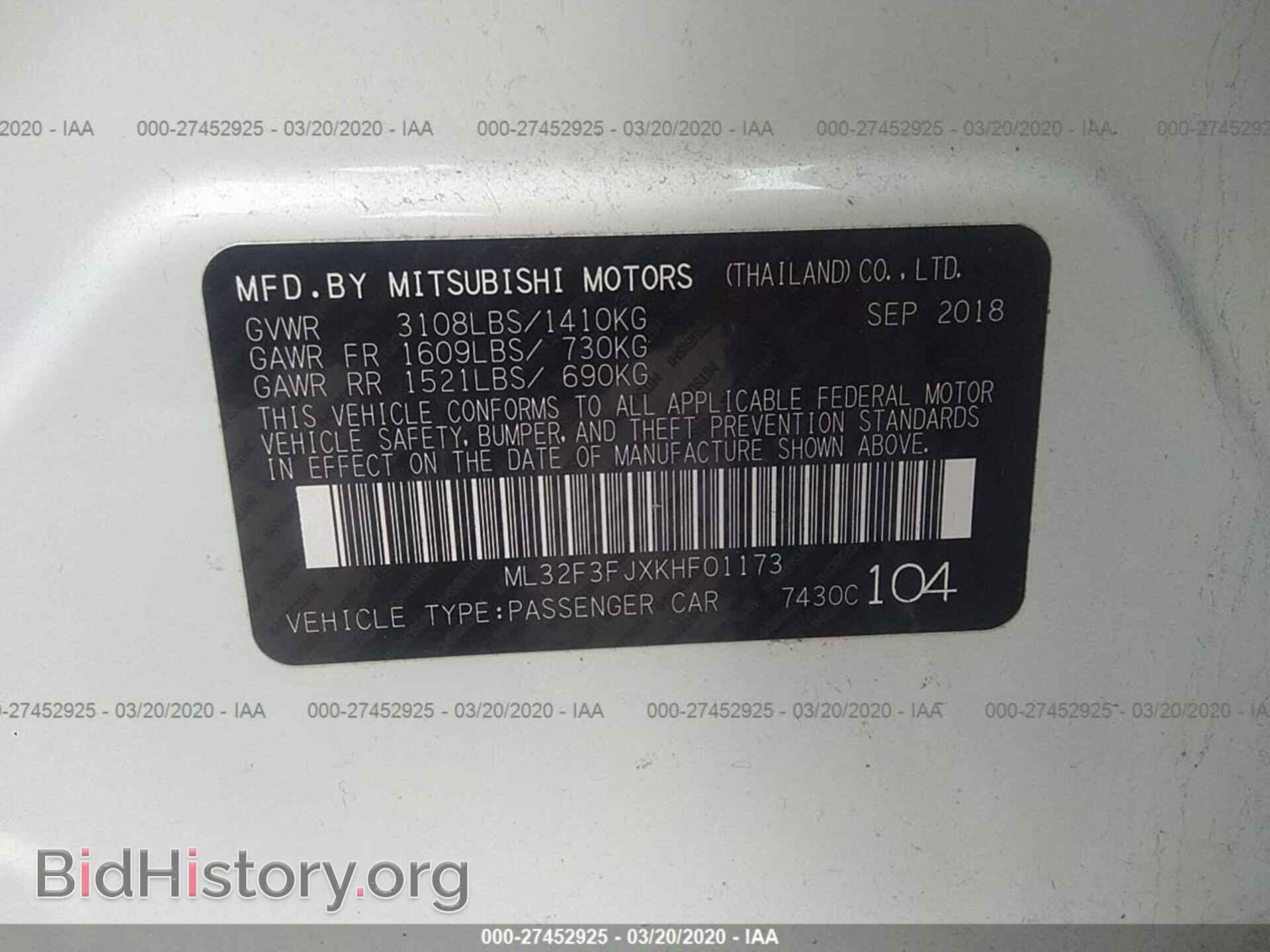 2019 MITSUBISHI MIRAGE - VIN: ML32F3FJXKHF01173 - Фото 9