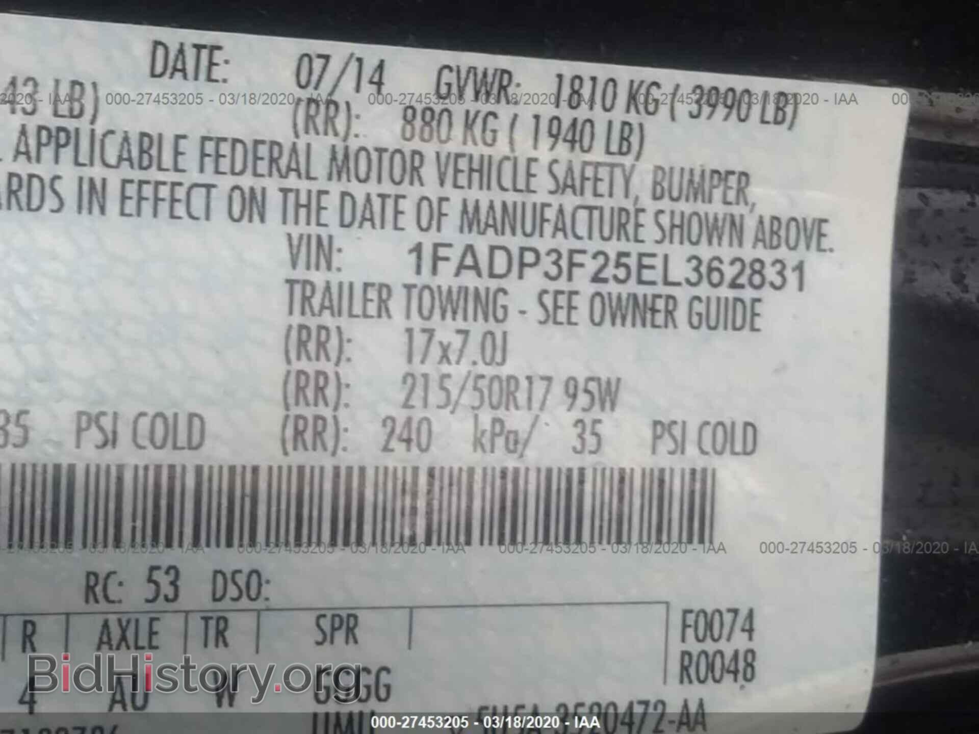 2014 FORD FOCUS - VIN: 1FADP3F25EL362831 - Фото 9