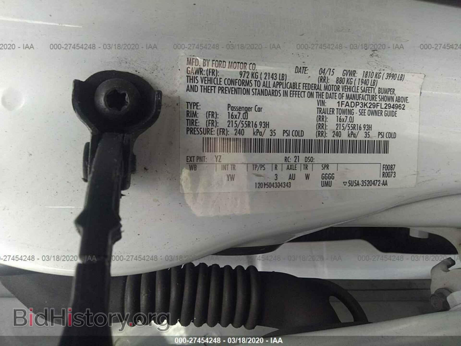 2015 FORD FOCUS - VIN: 1FADP3K29FL294962 - Фото 9