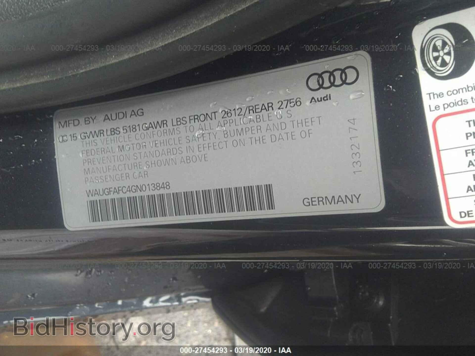 2016 AUDI A6 - VIN: WAUGFAFC4GN013848 - Фото 9