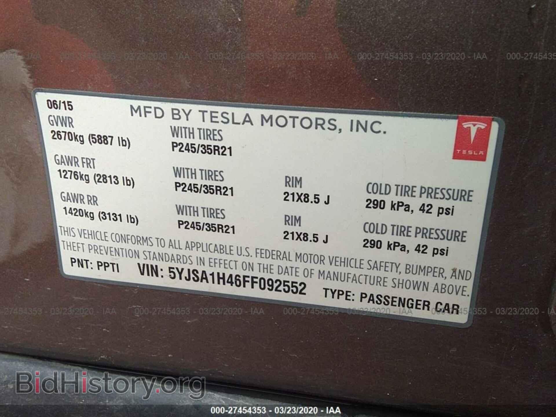 2015 TESLA MODEL S - VIN: 5YJSA1H46FF092552 - Photo 9