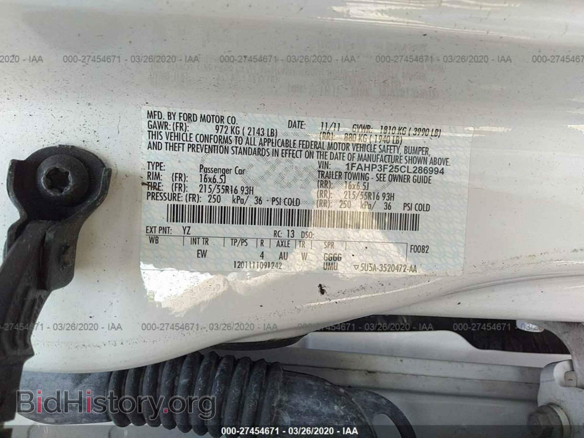 2012 FORD FOCUS - VIN: 1FAHP3F25CL286994 - Фото 9