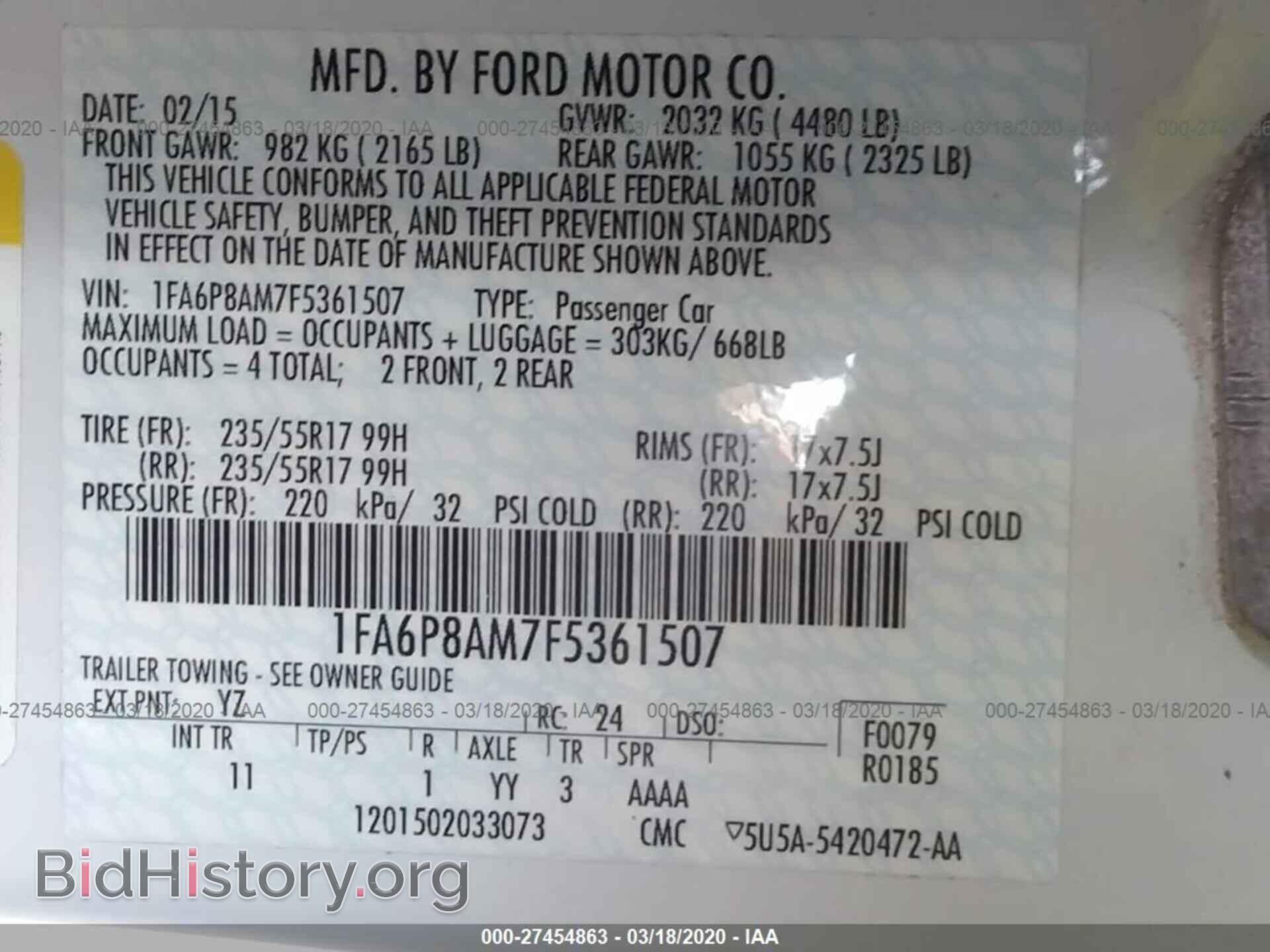 2015 FORD MUSTANG - VIN: 1FA6P8AM7F5361507 - Фото 9