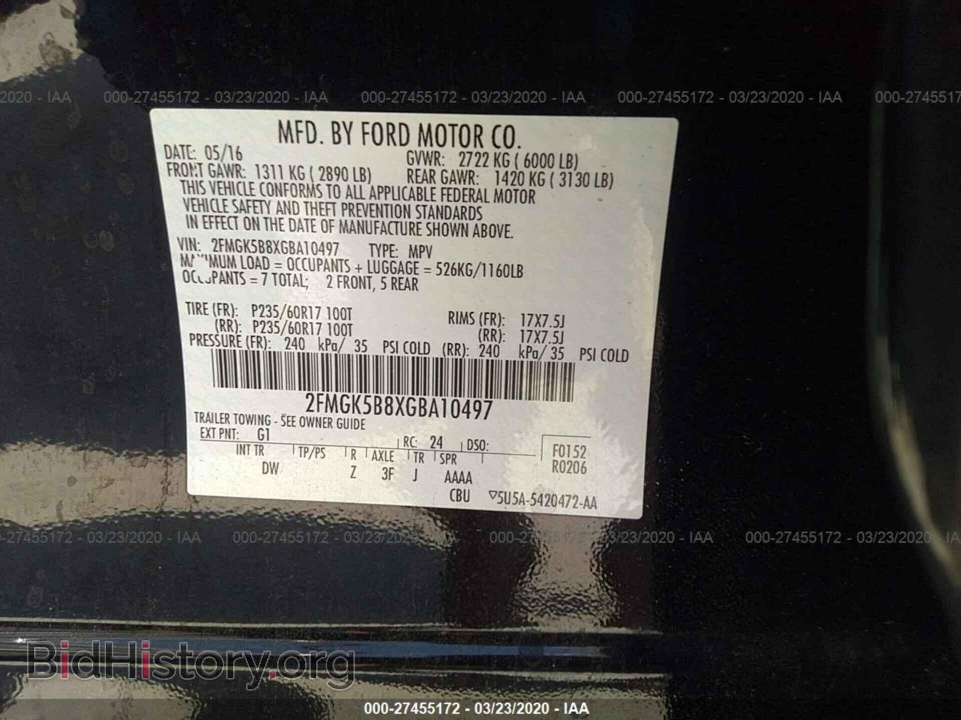 2016 FORD FLEX - VIN: 2FMGK5B8XGBA10497 - Photo 9