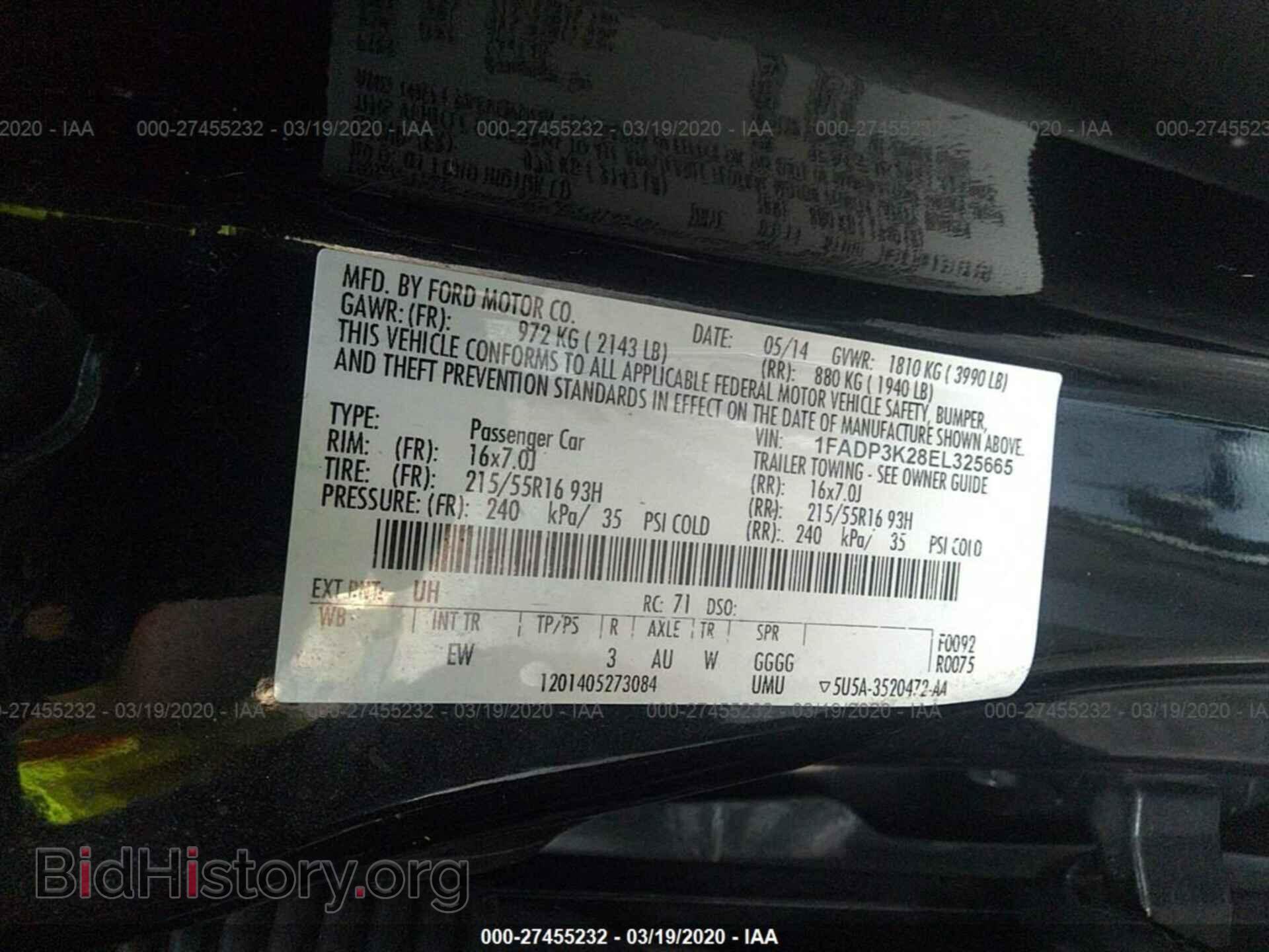 2014 FORD FOCUS - VIN: 1FADP3K28EL325665 - Фото 9