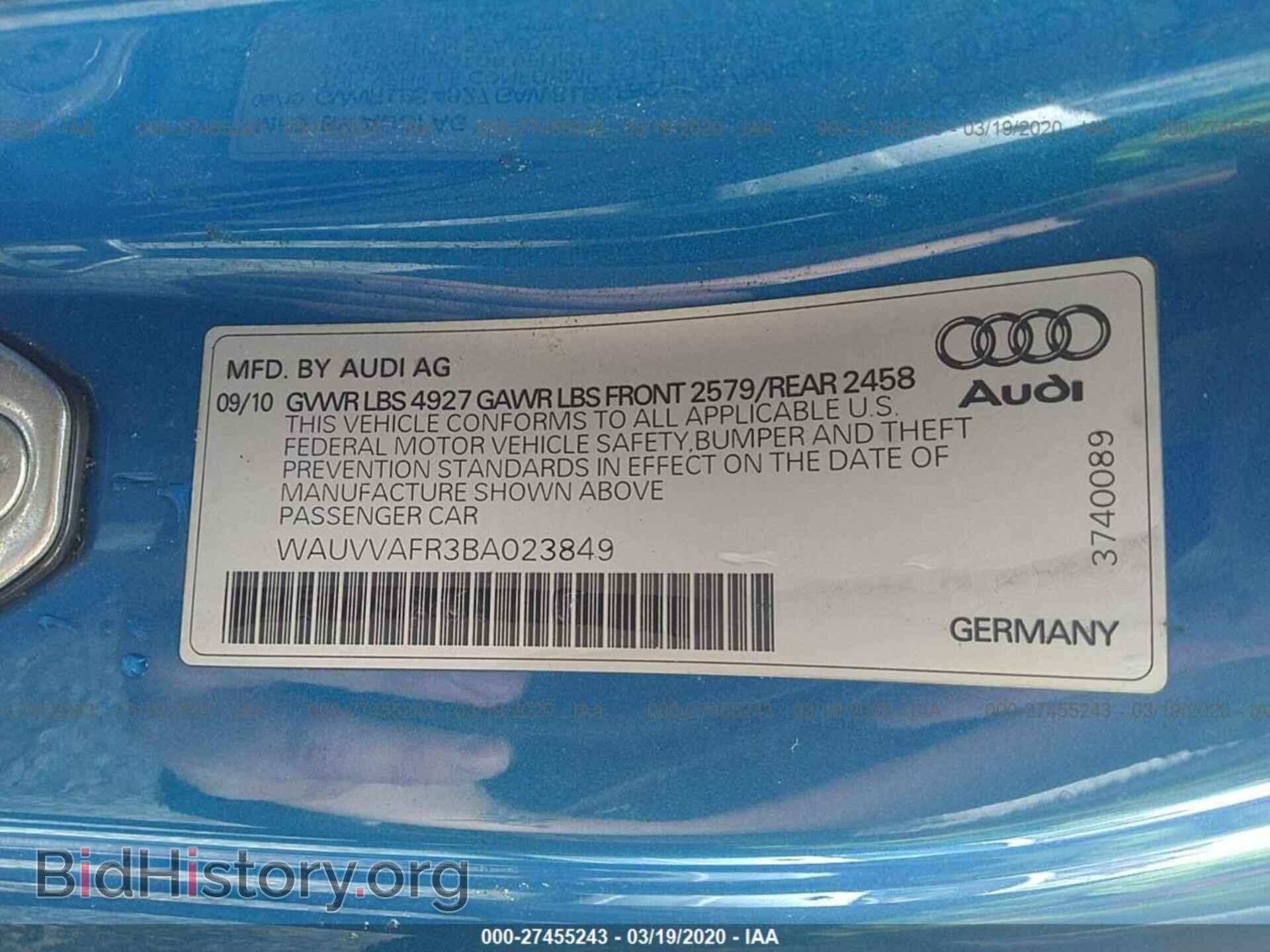 2011 AUDI S5 - VIN: WAUVVAFR3BA023849 - Фото 9