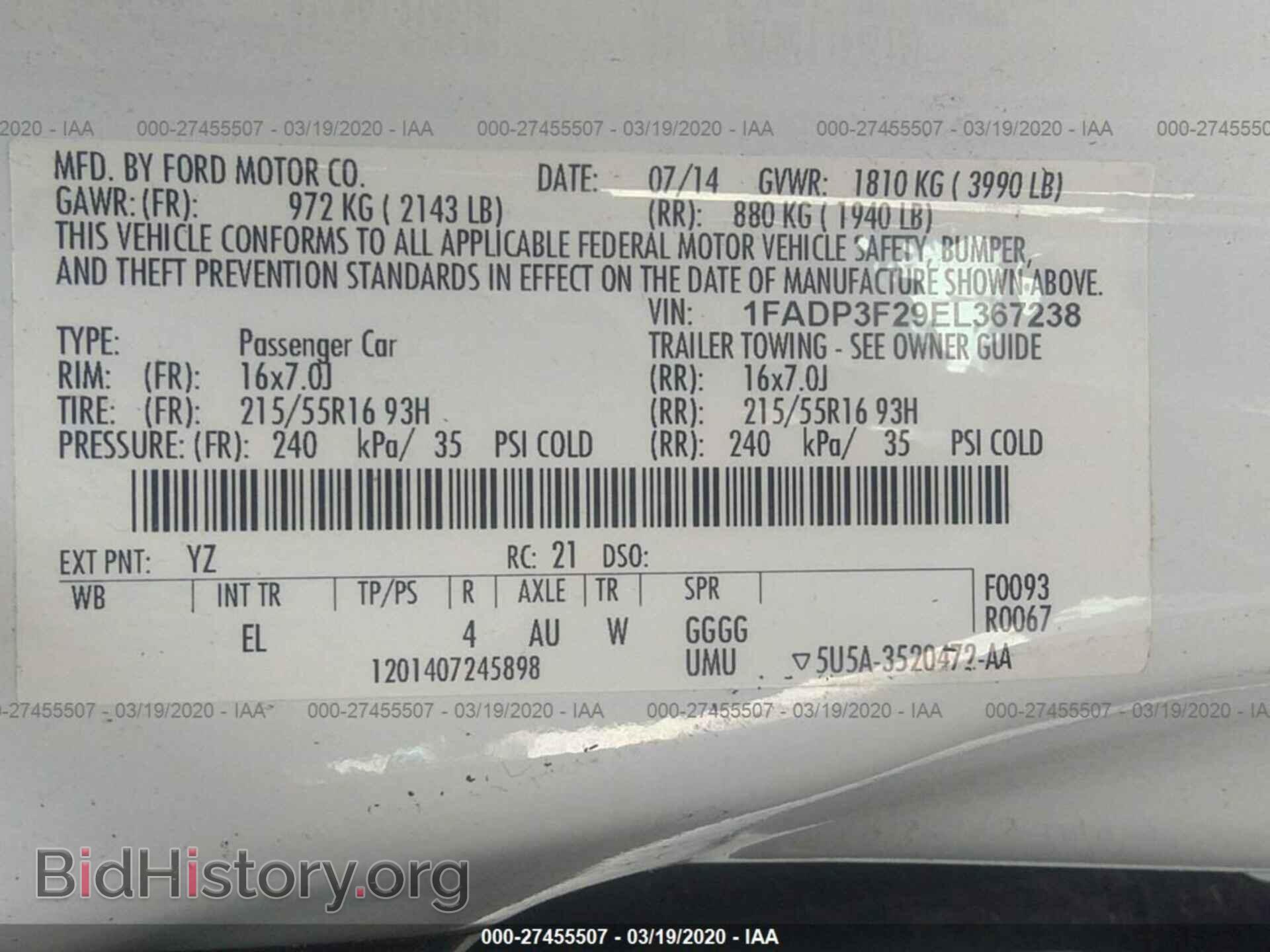 2014 FORD FOCUS - VIN: 1FADP3F29EL367238 - Фото 9
