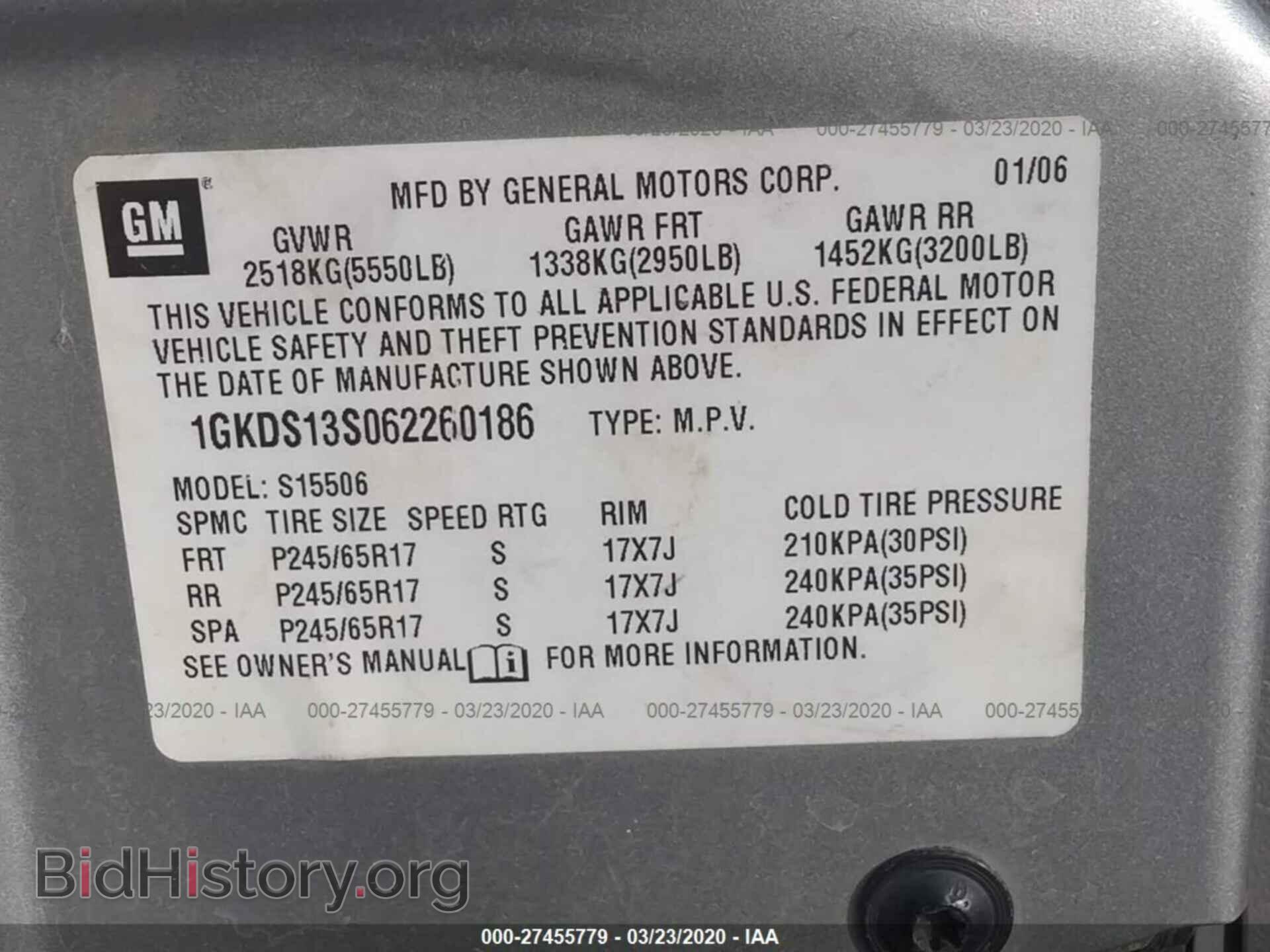 2006 GMC ENVOY - VIN: 1GKDS13S062260186 - Фото 9