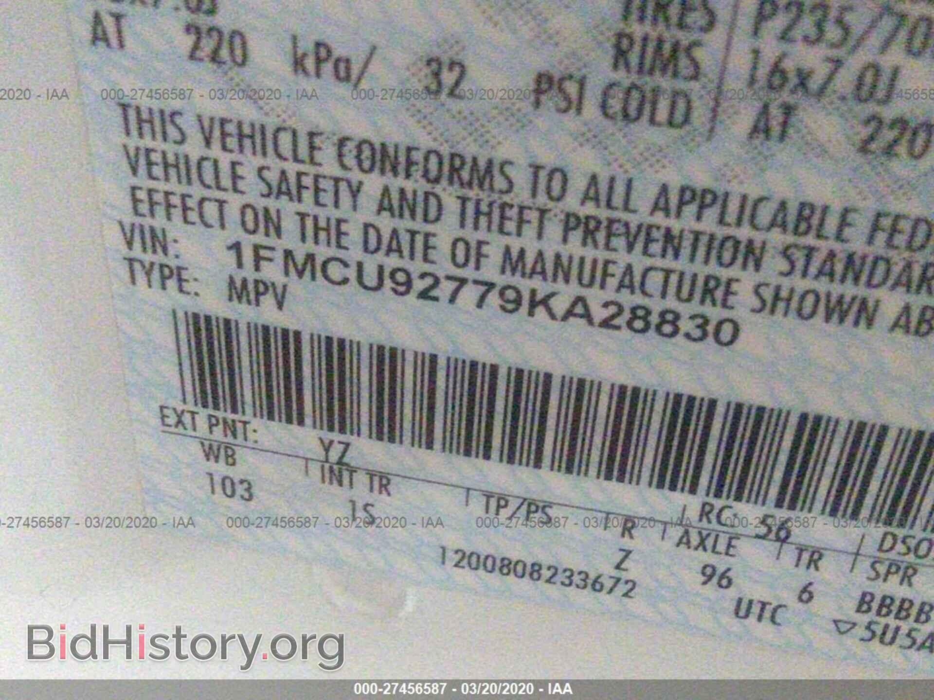 2009 FORD ESCAPE - VIN: 1FMCU92779KA28830 - Фото 9