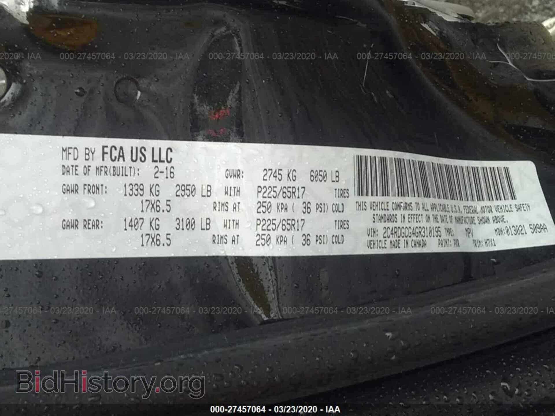 2016 DODGE GRAND CARAVAN - VIN: 2C4RDGCG4GR310195 - Фото 9