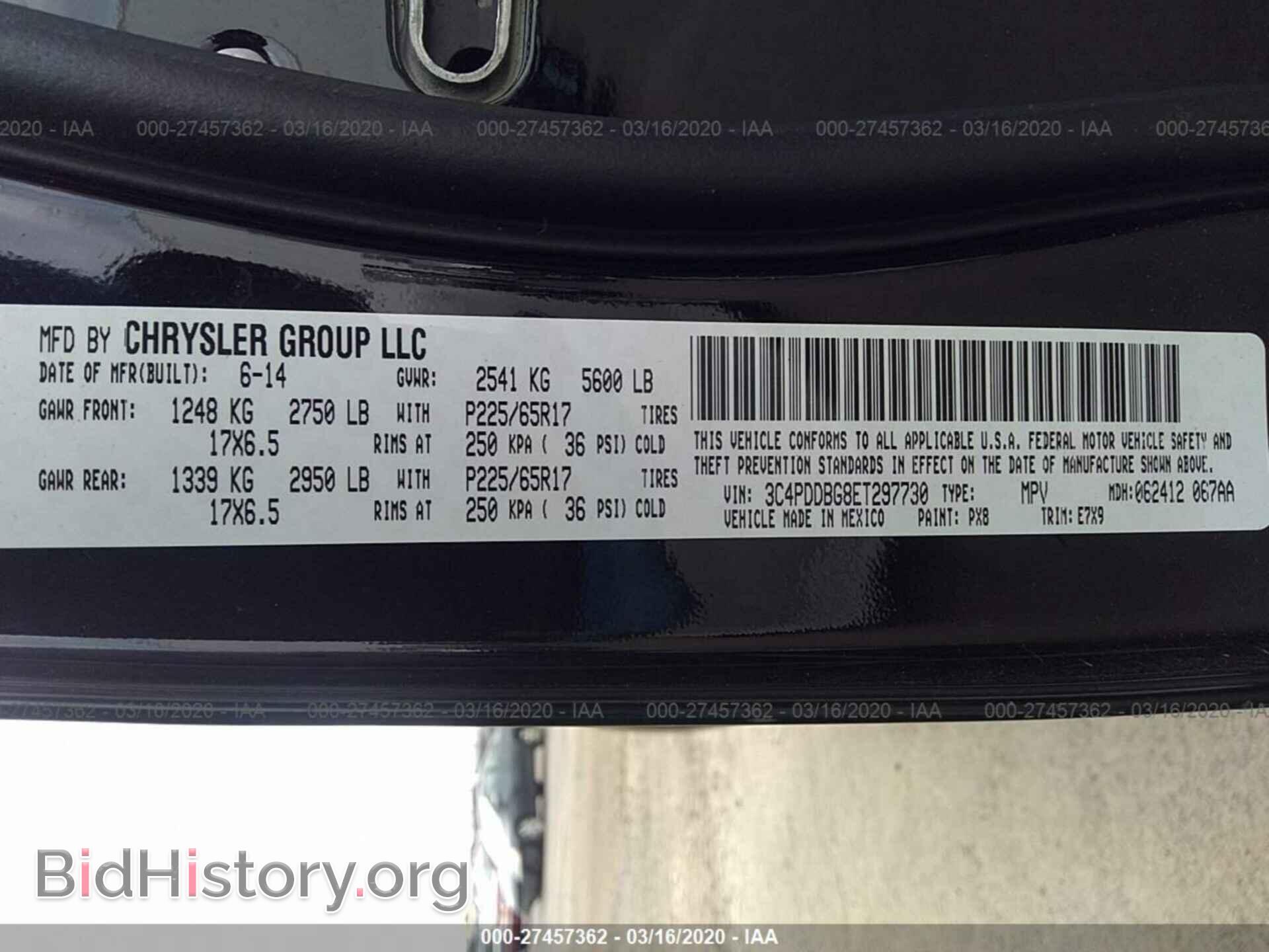 2014 DODGE JOURNEY - VIN: 3C4PDDBG8ET297730 - Фото 9