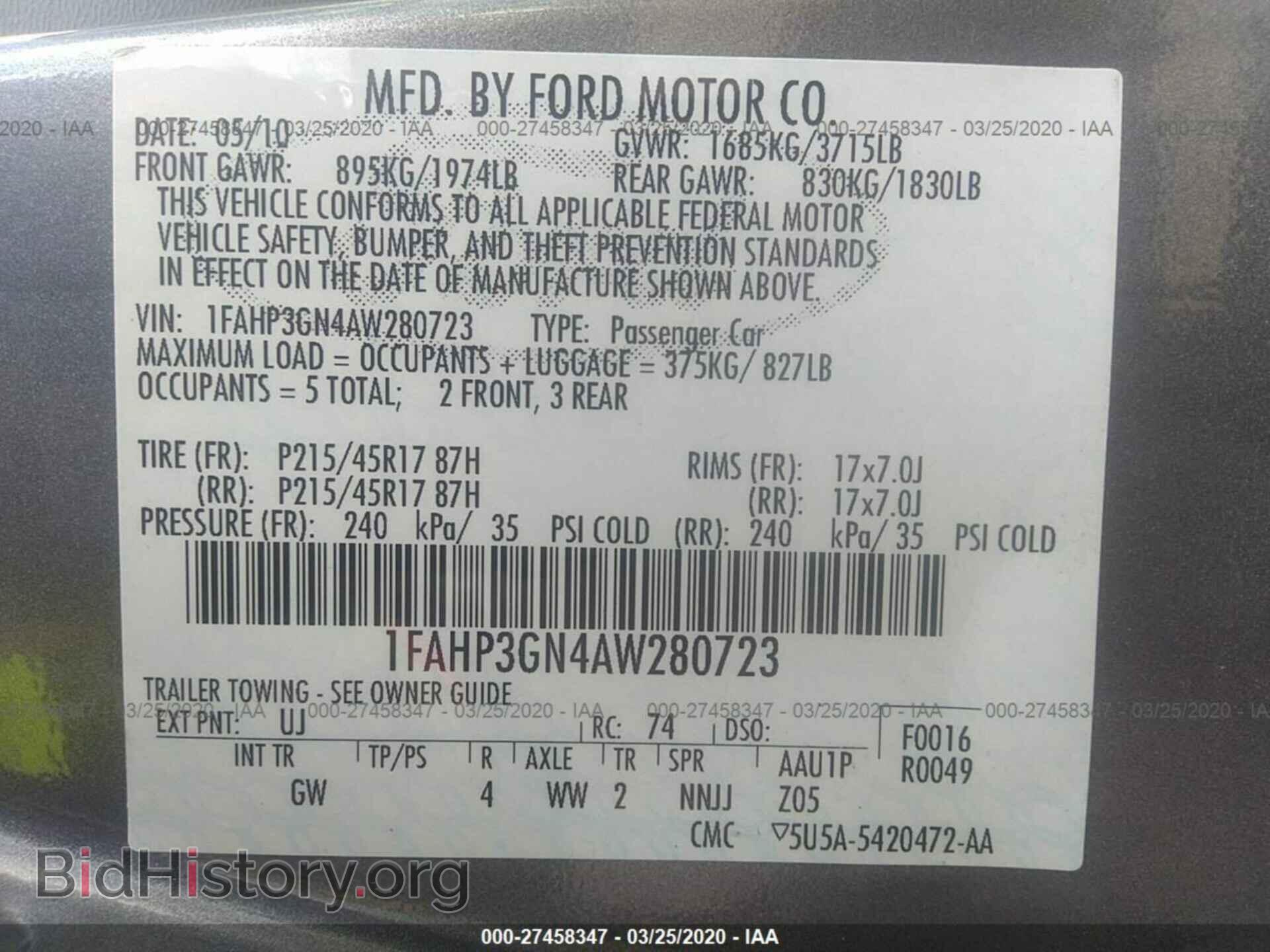 2010 FORD FOCUS - VIN: 1FAHP3GN4AW280723 - Photo 9