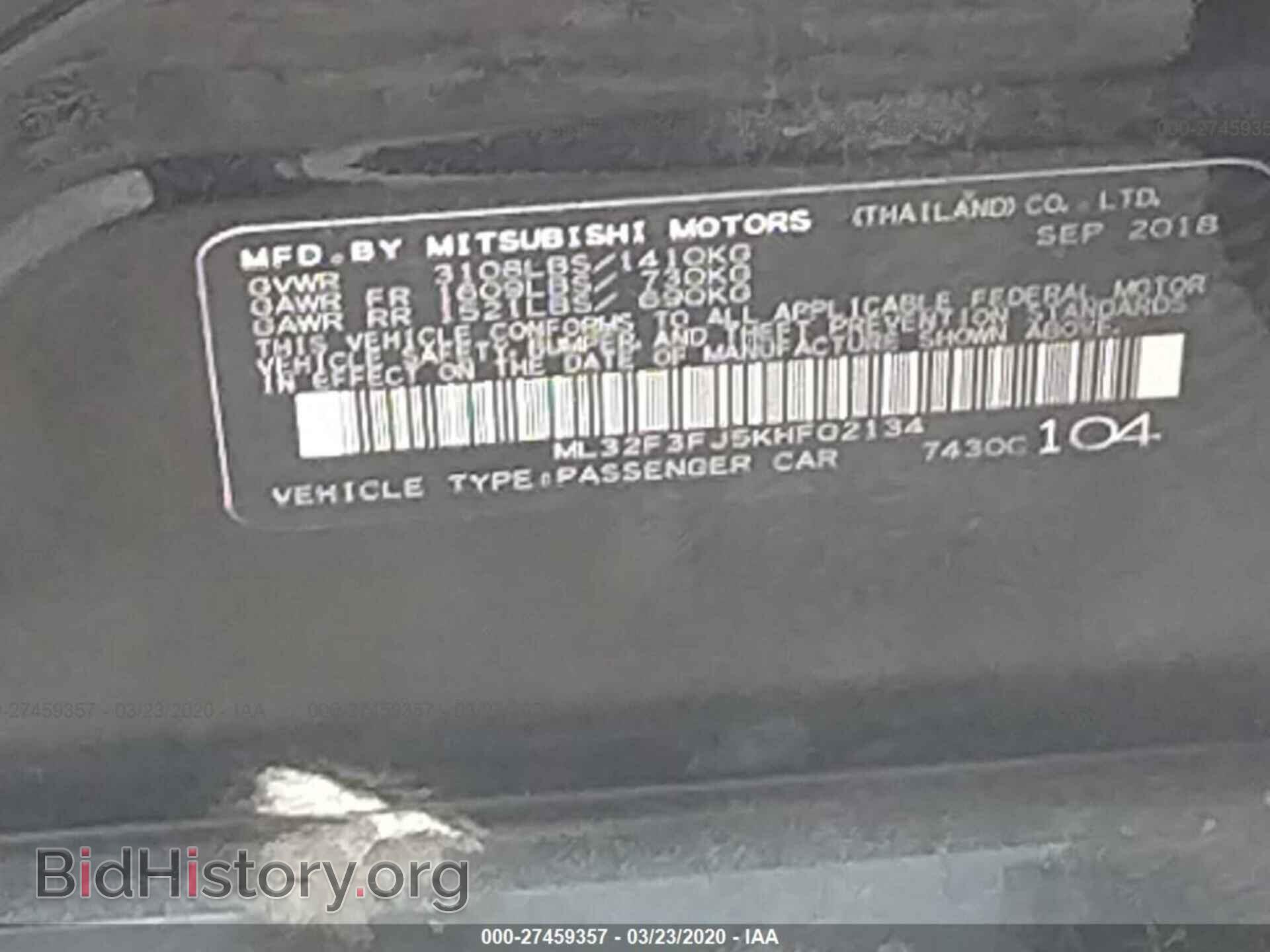 2019 MITSUBISHI MIRAGE - VIN: ML32F3FJ5KHF02134 - Фото 9