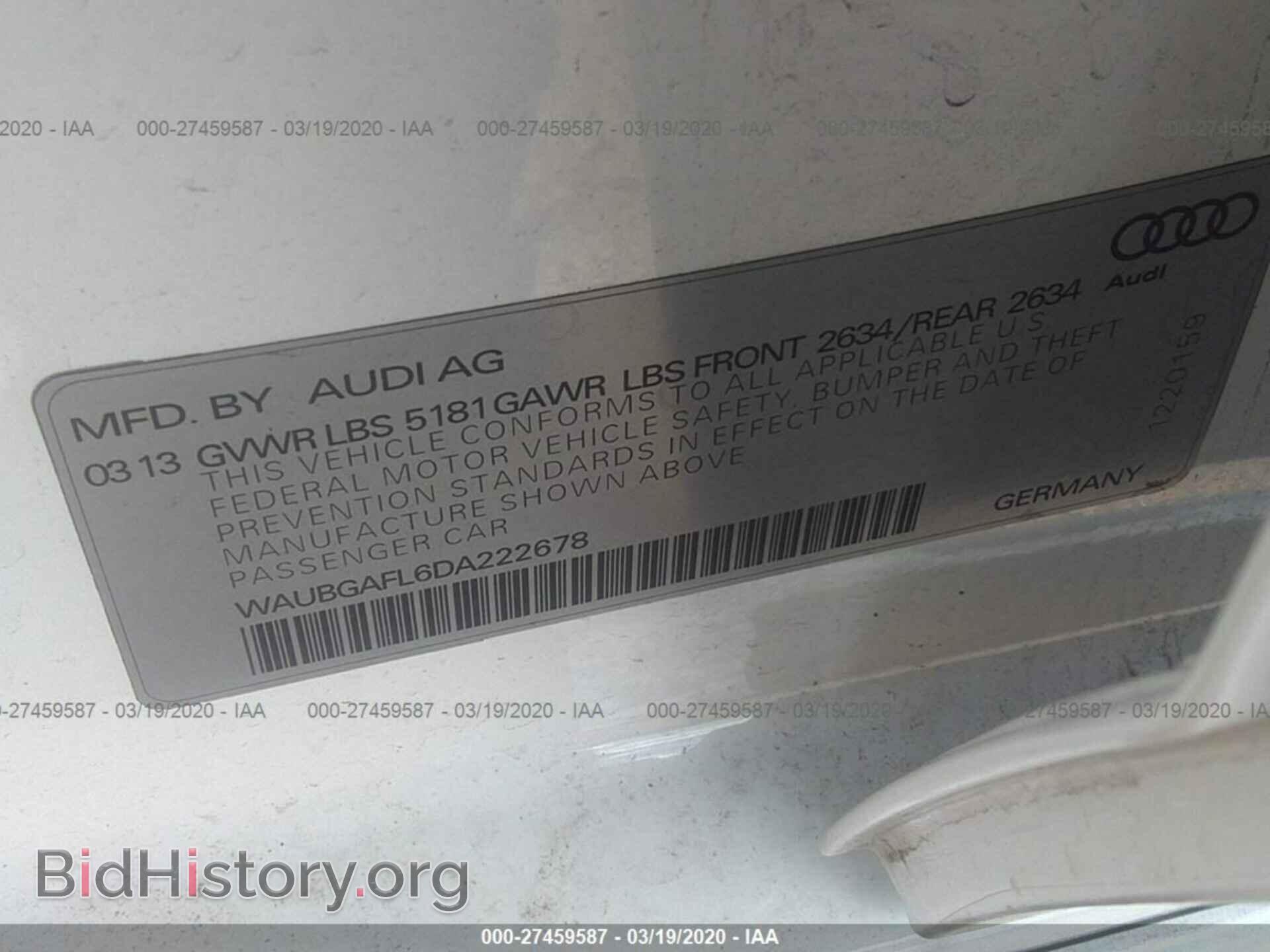 2013 AUDI S4 - VIN: WAUBGAFL6DA222678 - Фото 9