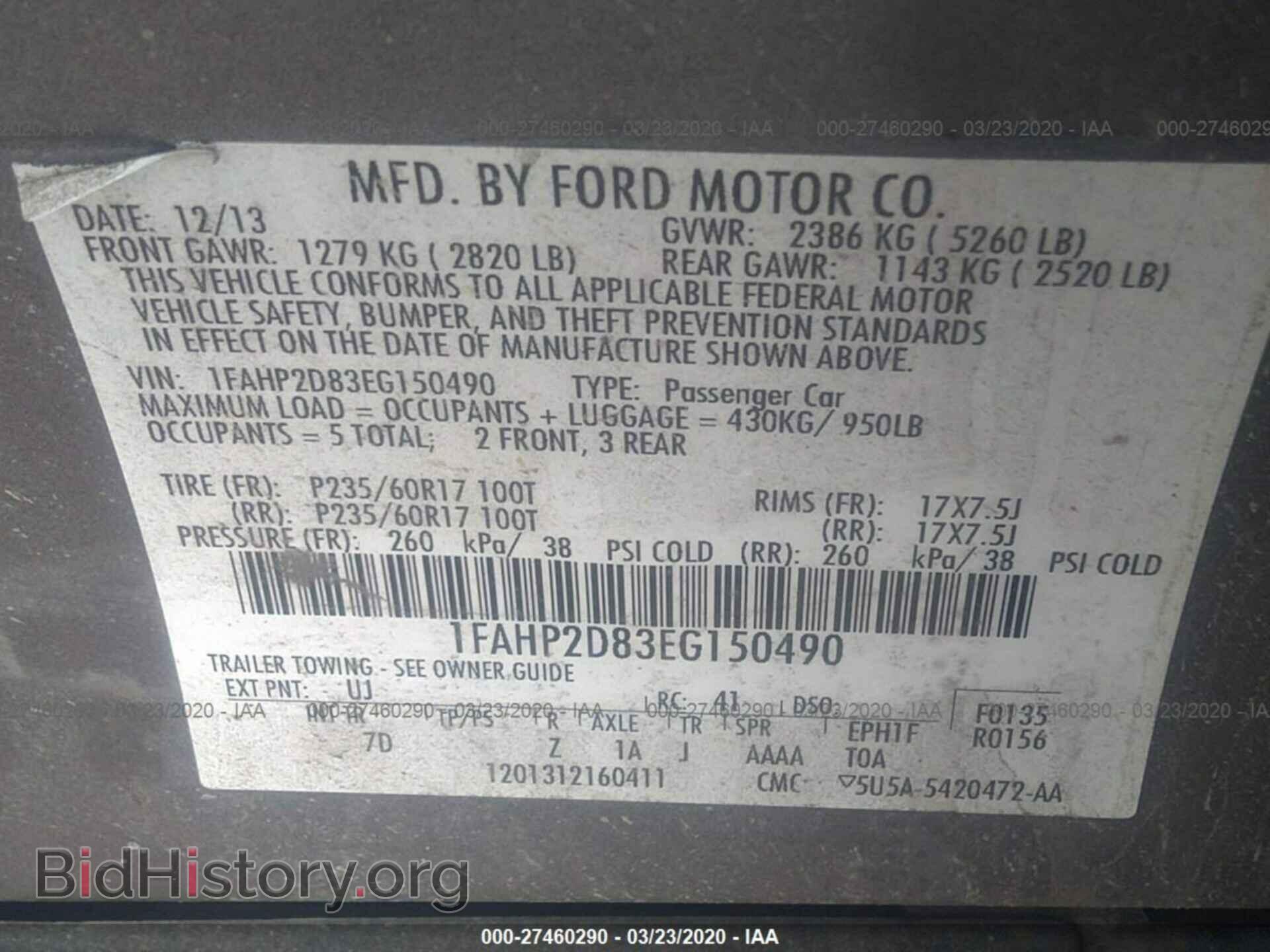 2014 FORD TAURUS - VIN: 1FAHP2D83EG150490 - Photo 9
